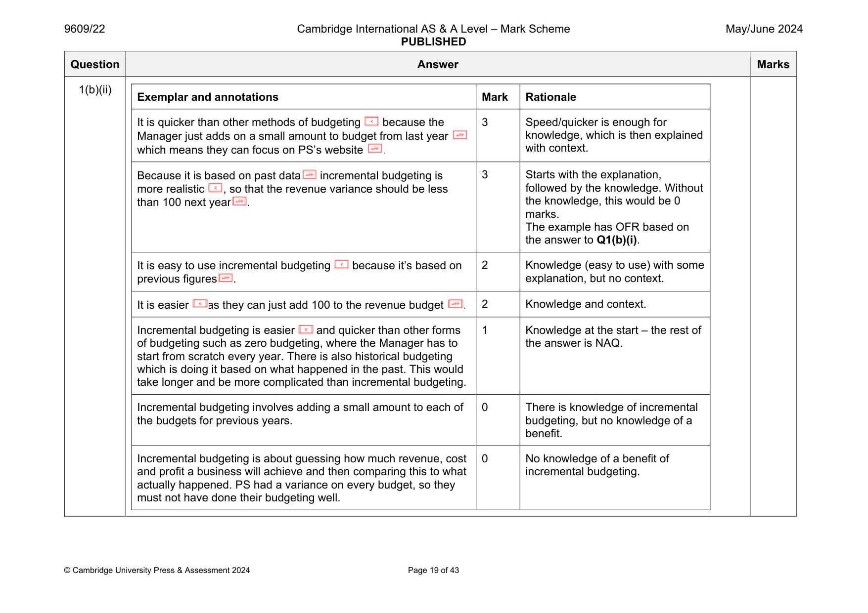Mark scheme, page 19 of 43