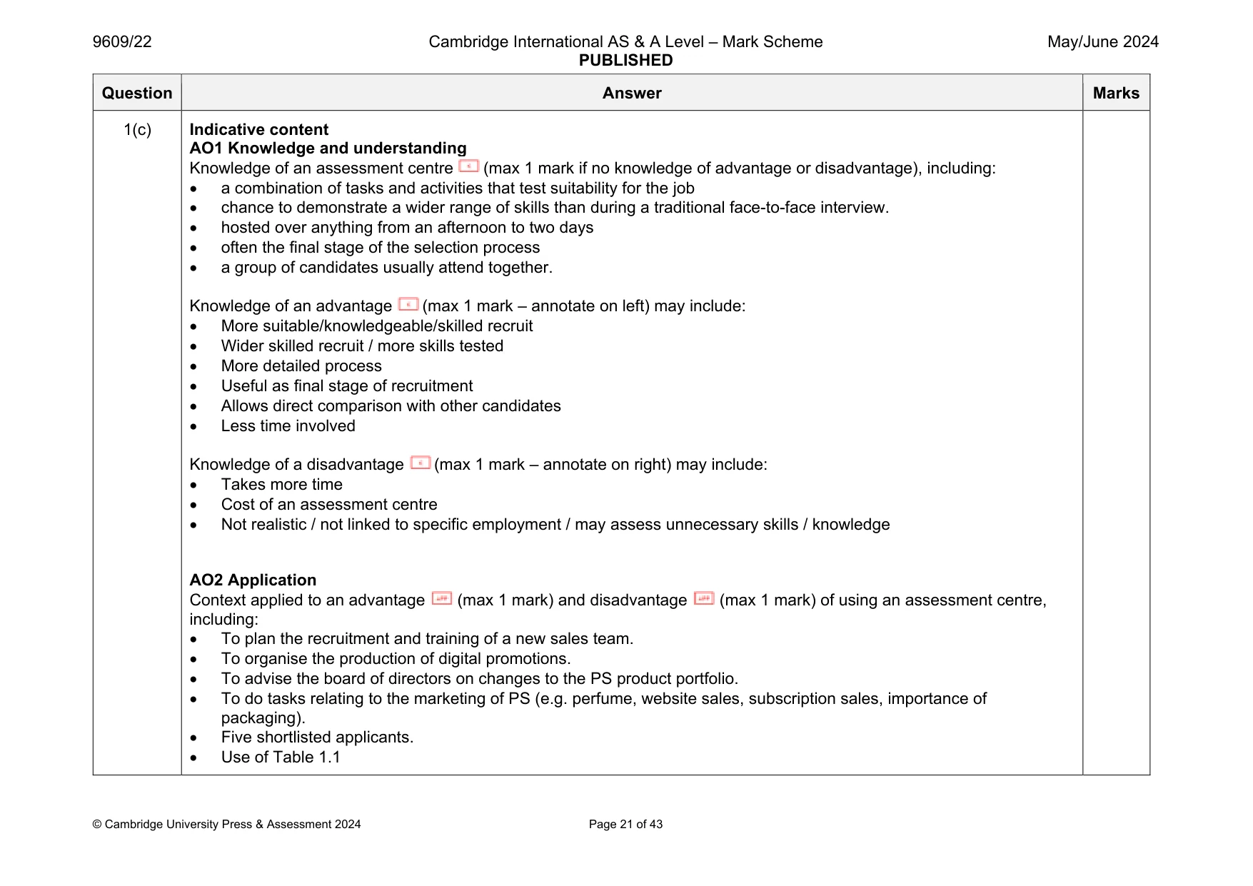 Mark scheme, page 21 of 43