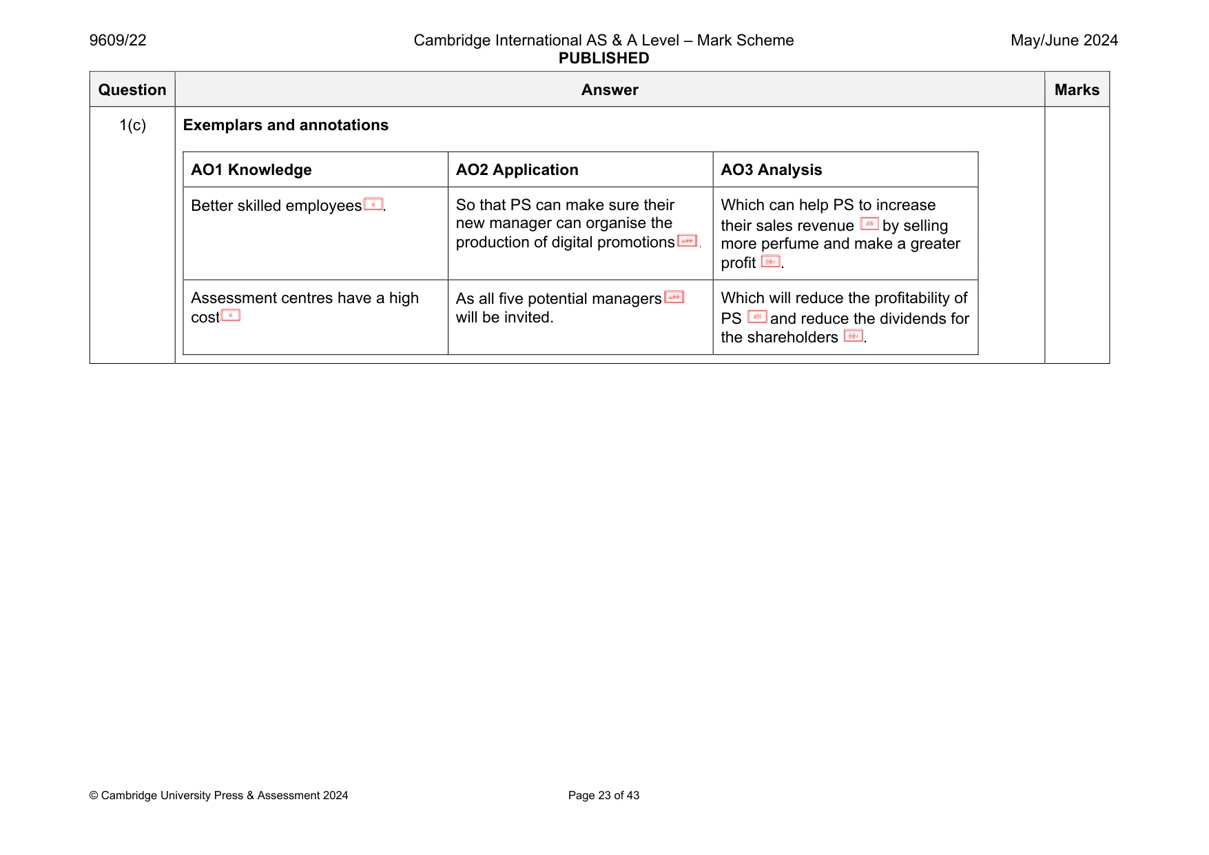 Mark scheme, page 23 of 43