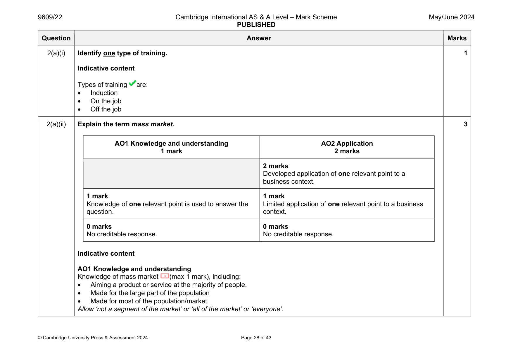 Mark scheme, page 28 of 43