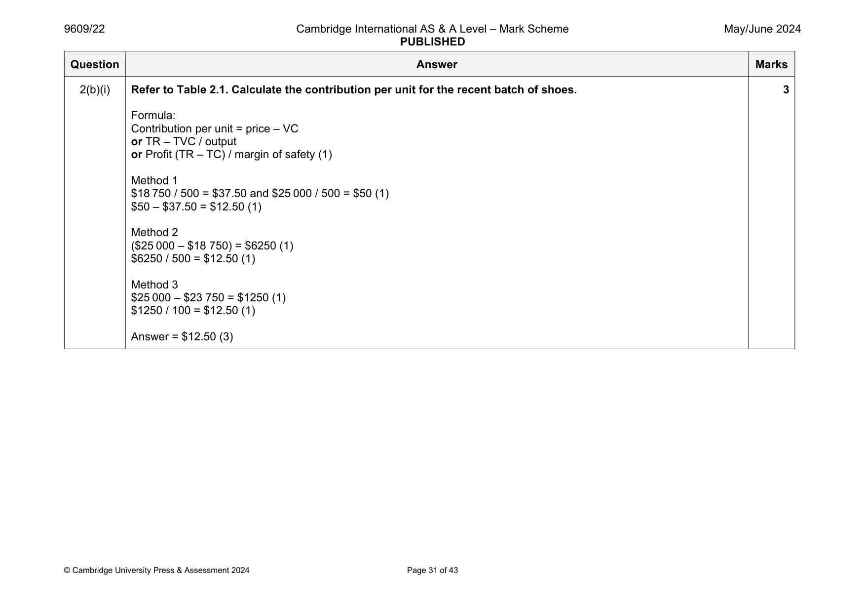 Mark scheme, page 31 of 43