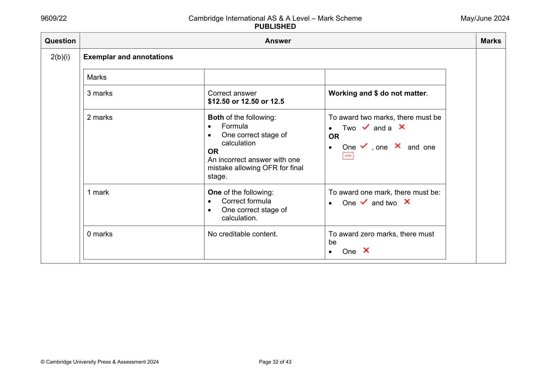Mark scheme, page 32 of 43