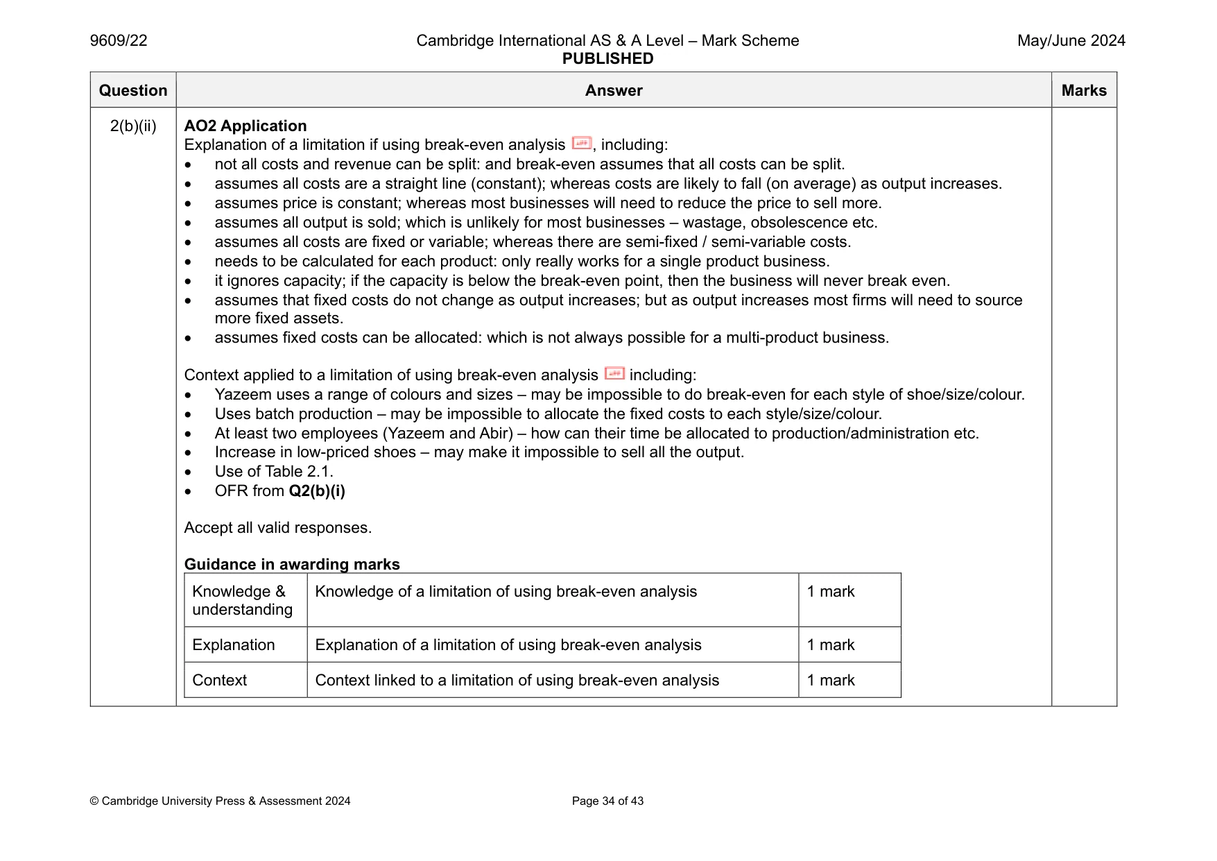 Mark scheme, page 34 of 43