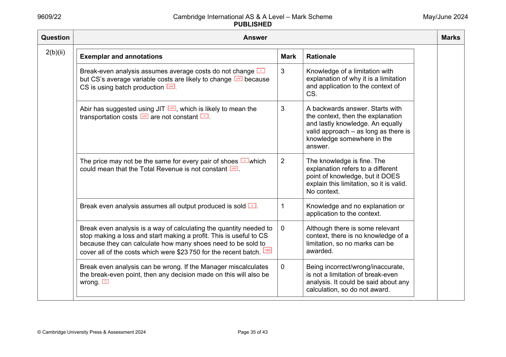 Mark scheme, page 35 of 43
