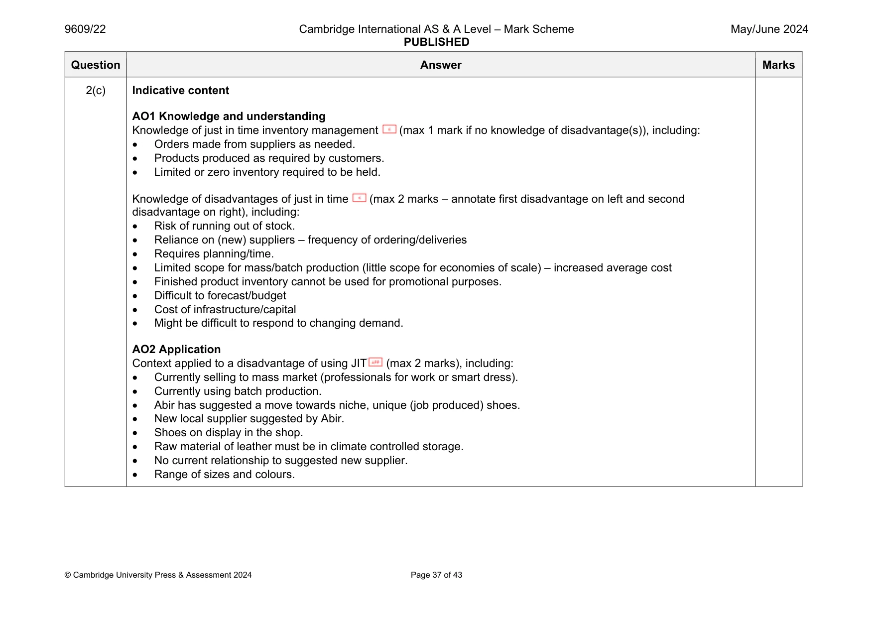 Mark scheme, page 37 of 43