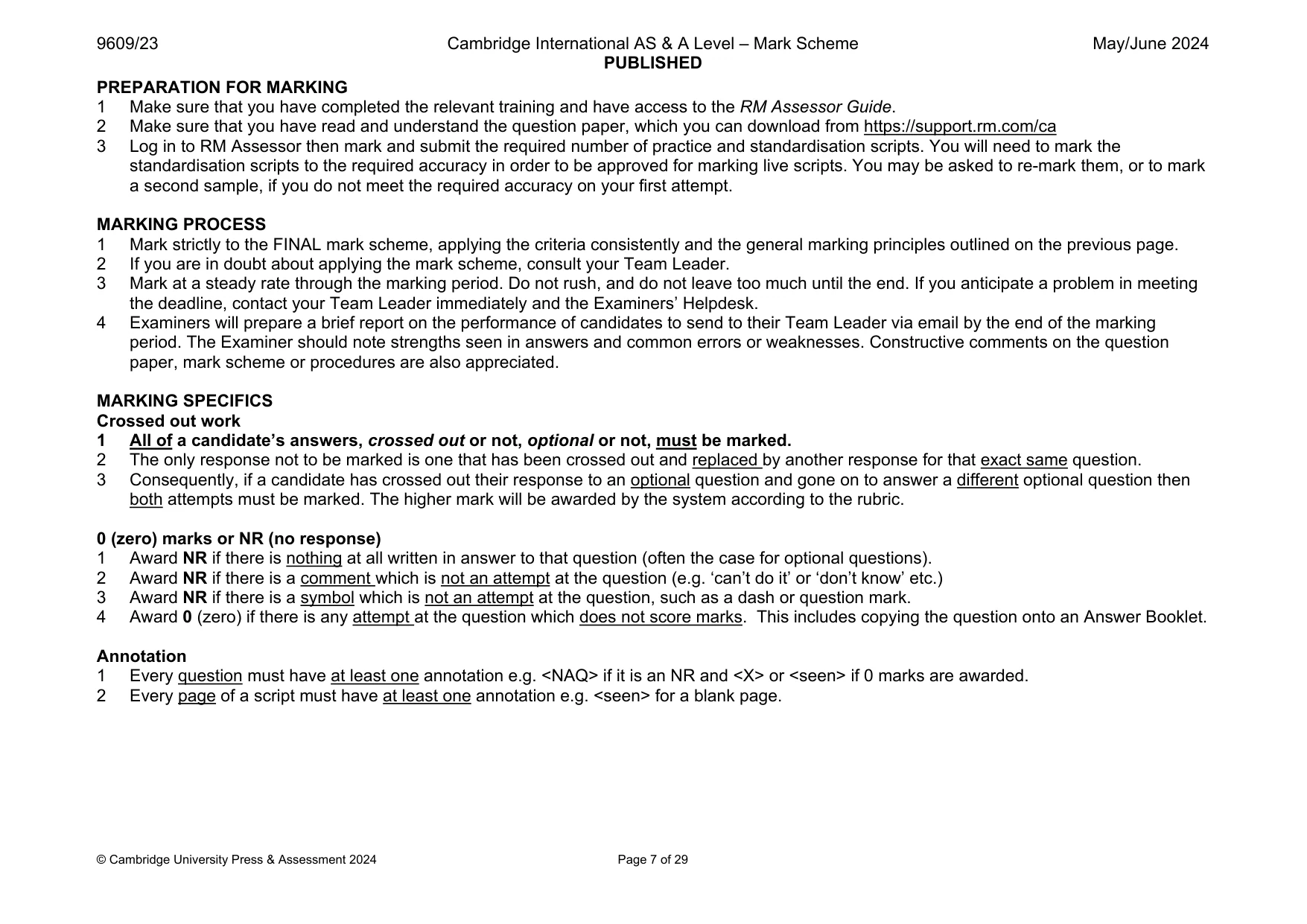 Mark scheme, page 7 of 29