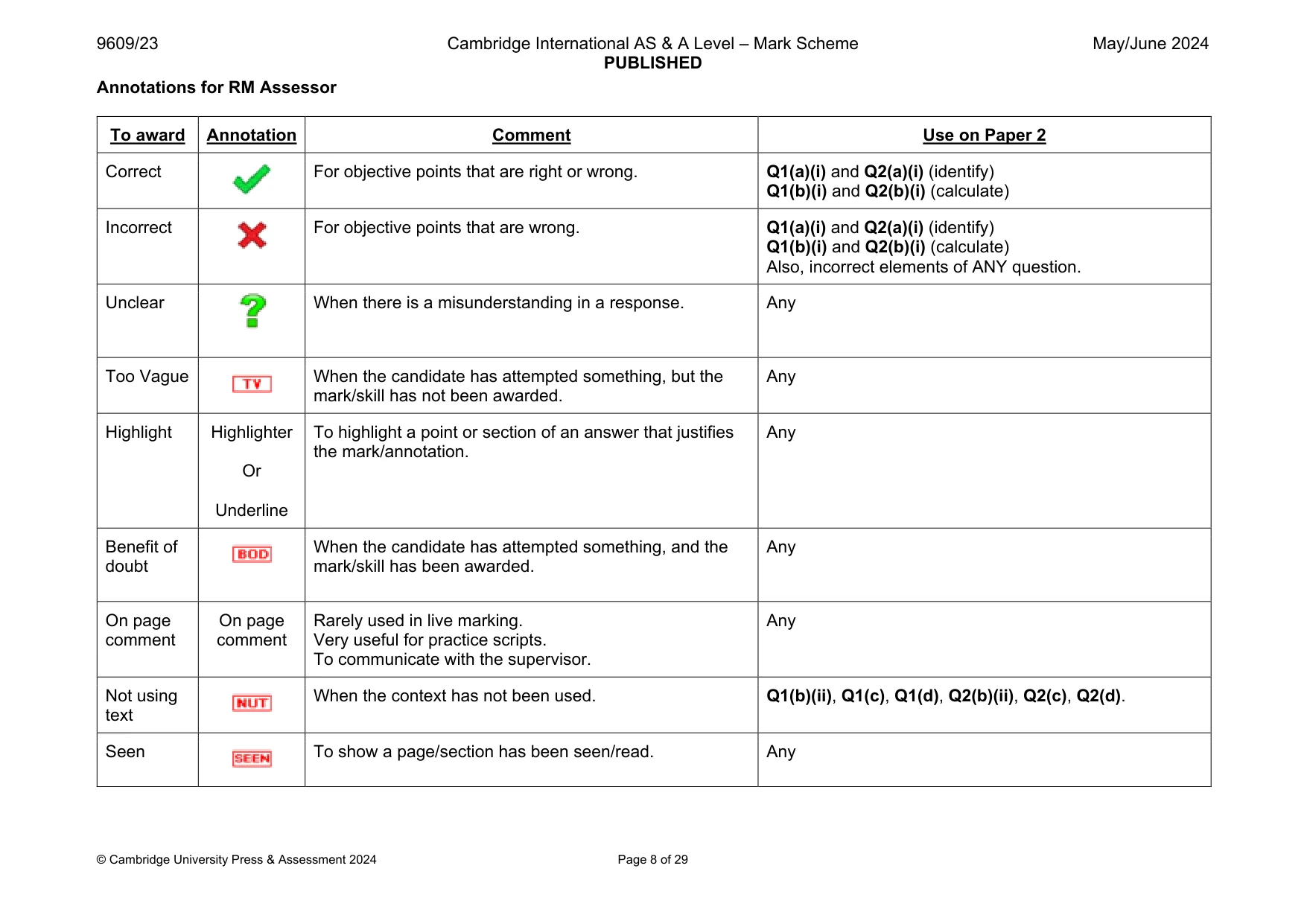Mark scheme, page 8 of 29