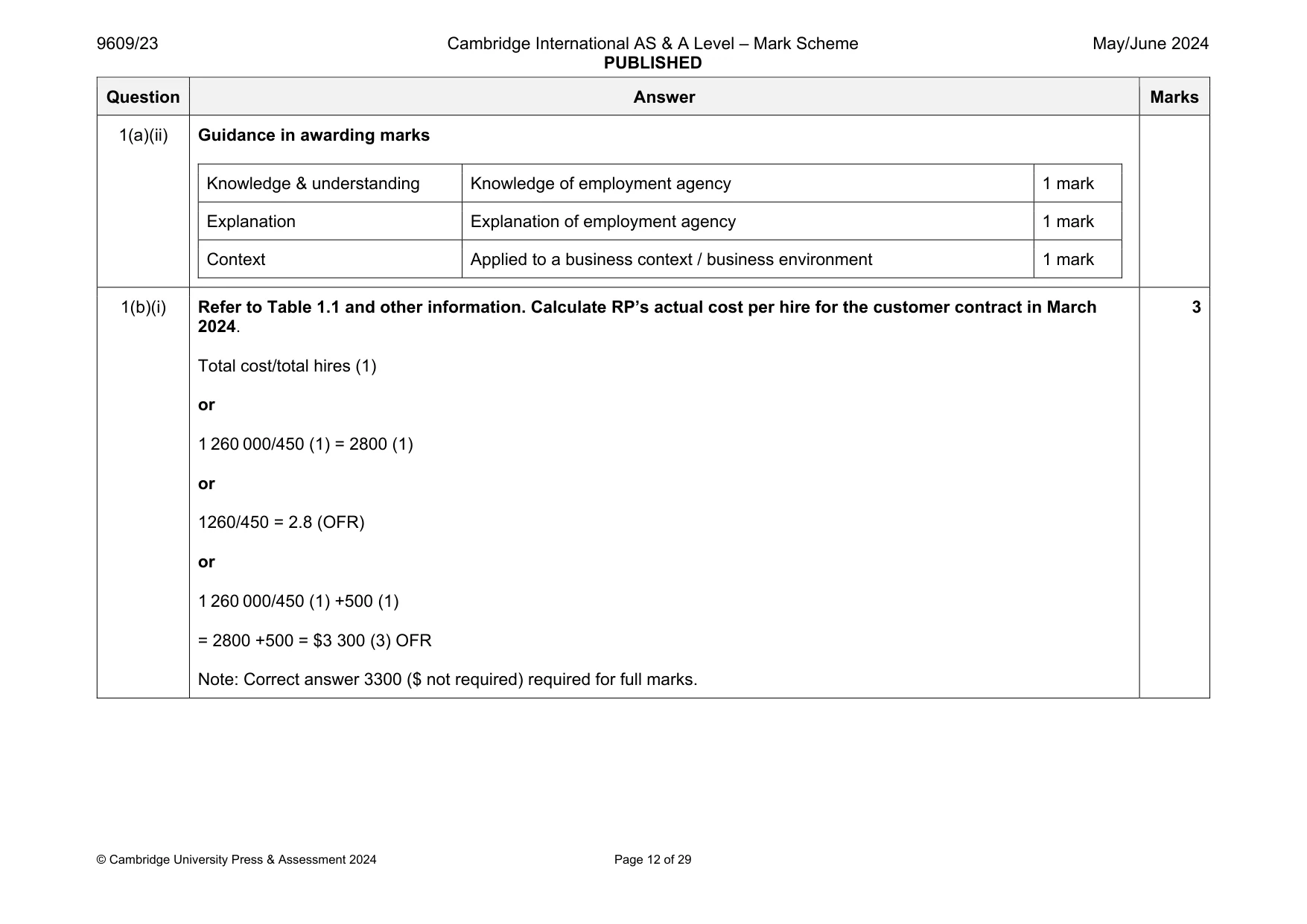 Mark scheme, page 12 of 29