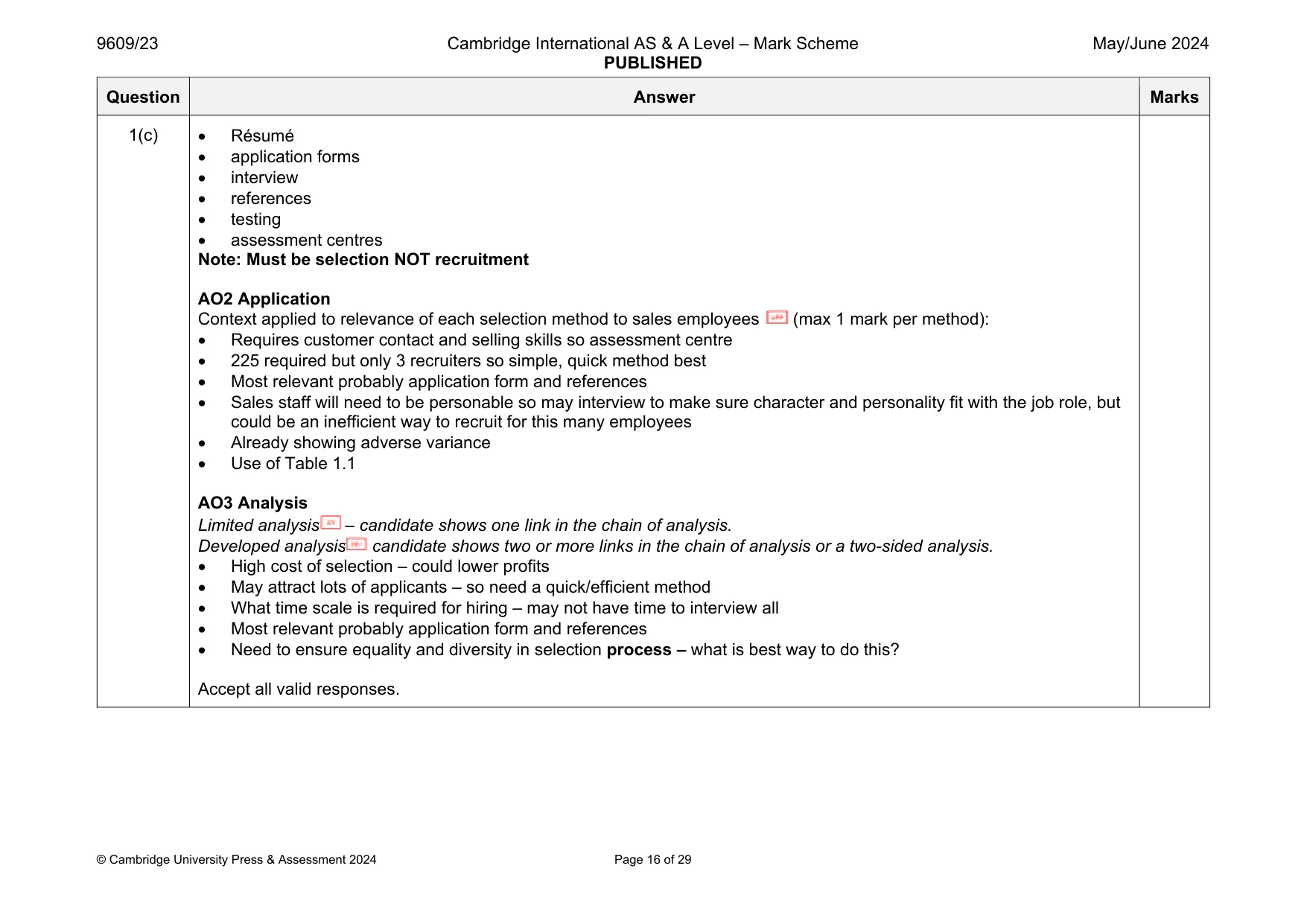 Mark scheme, page 16 of 29