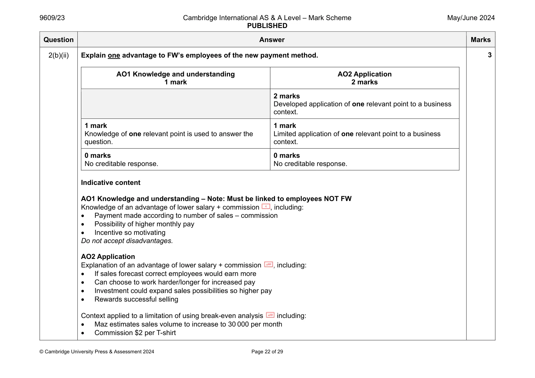 Mark scheme, page 22 of 29