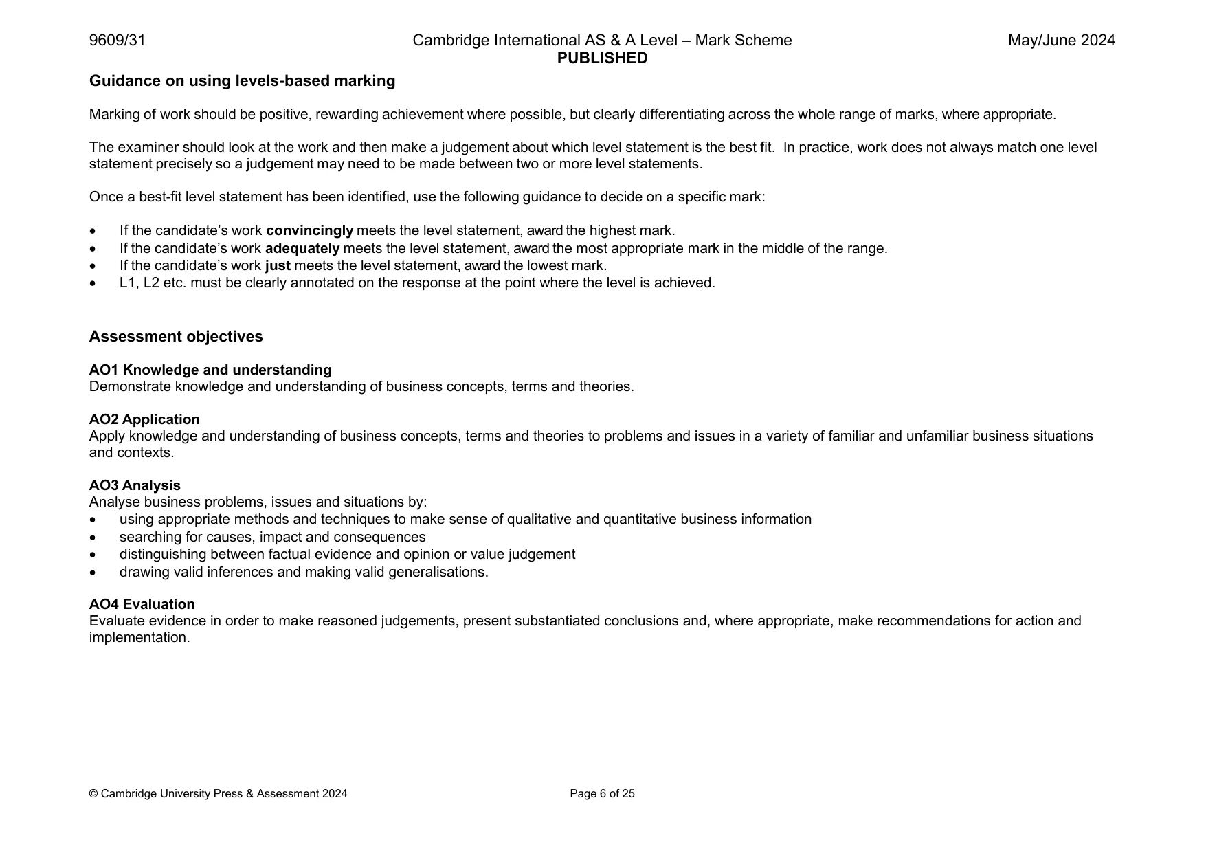 Mark scheme, page 6 of 25