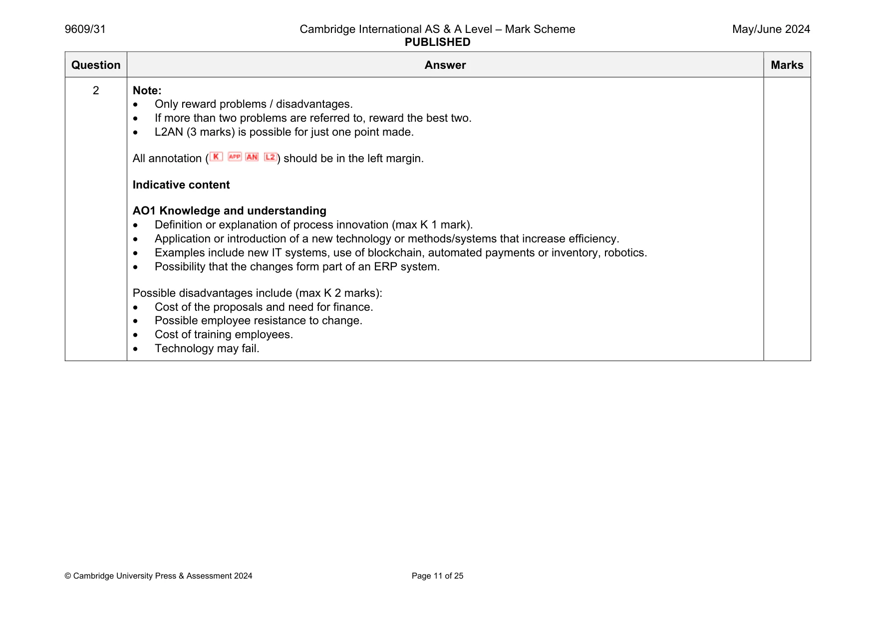 Mark scheme, page 11 of 25