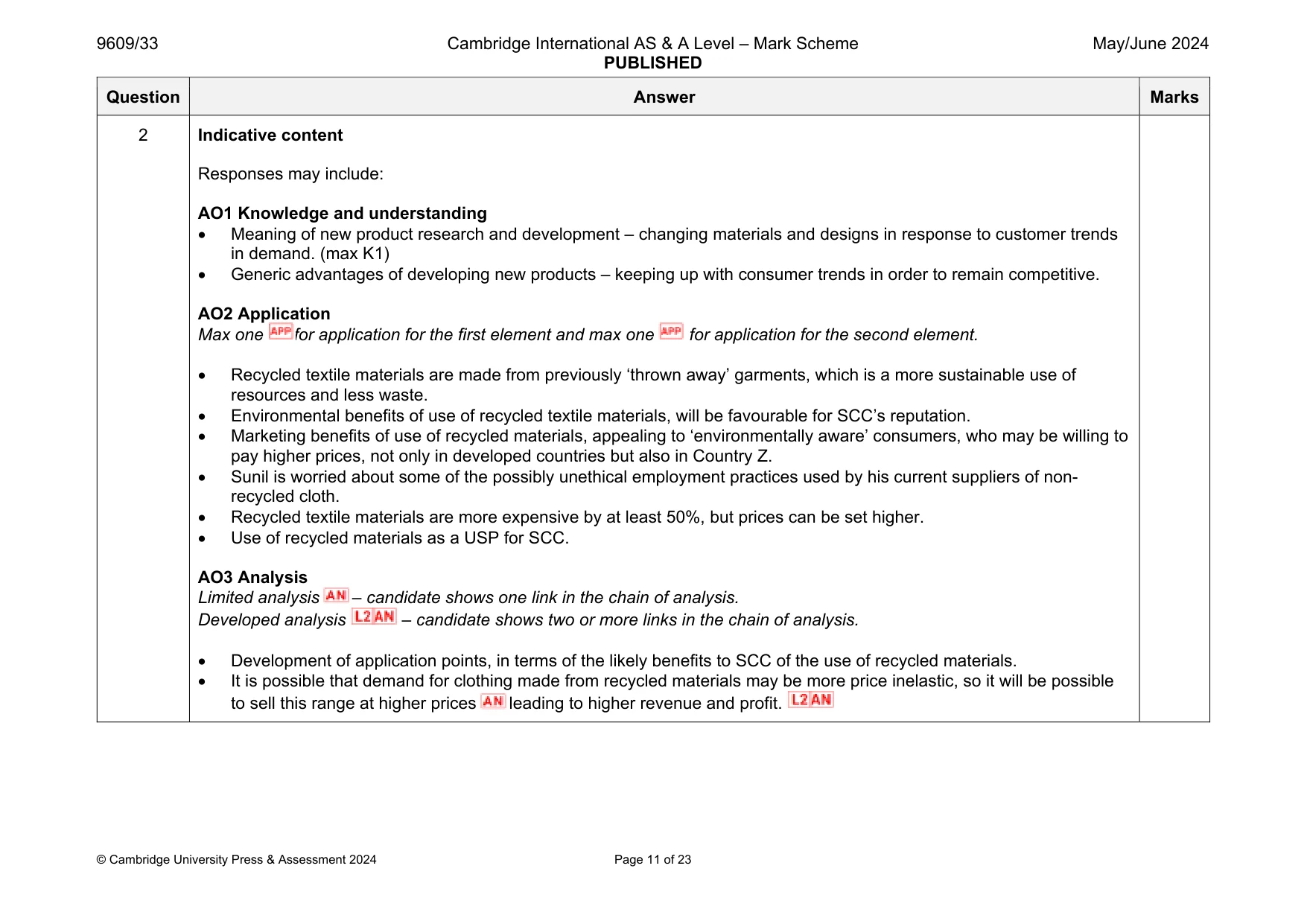 Mark scheme, page 11 of 23