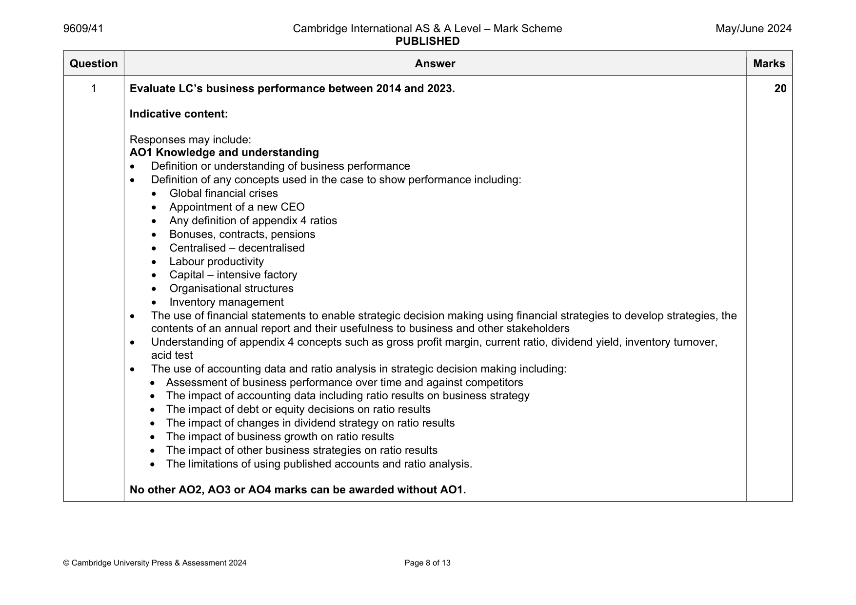 Mark scheme, page 8 of 13