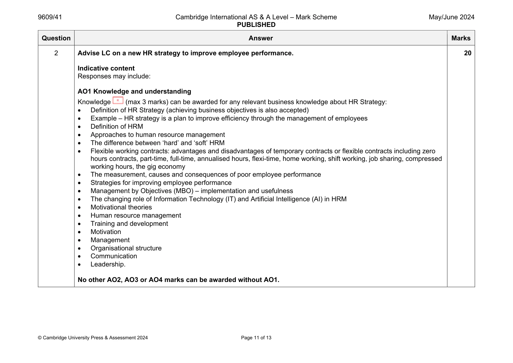 Mark scheme, page 11 of 13