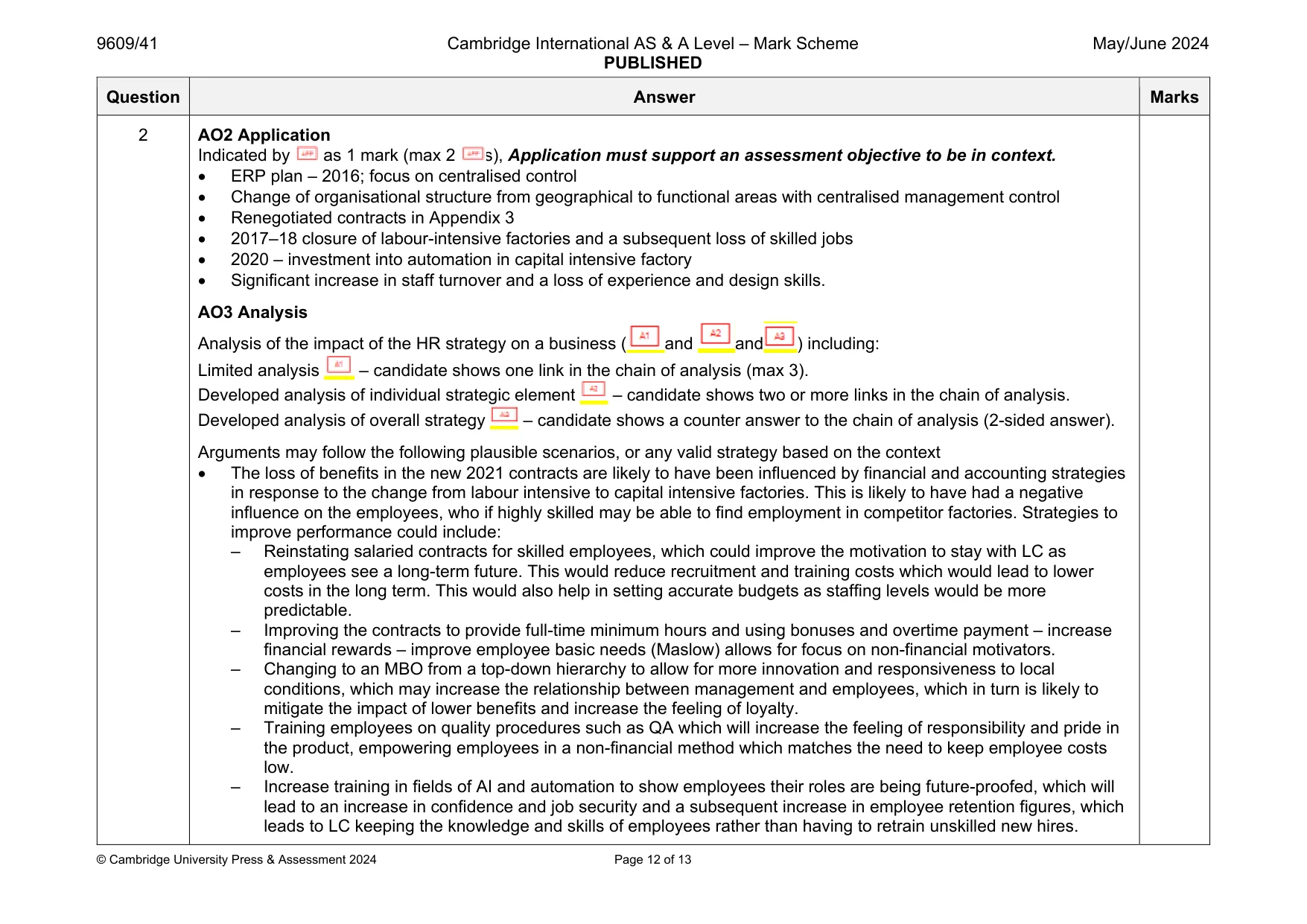 Mark scheme, page 12 of 13