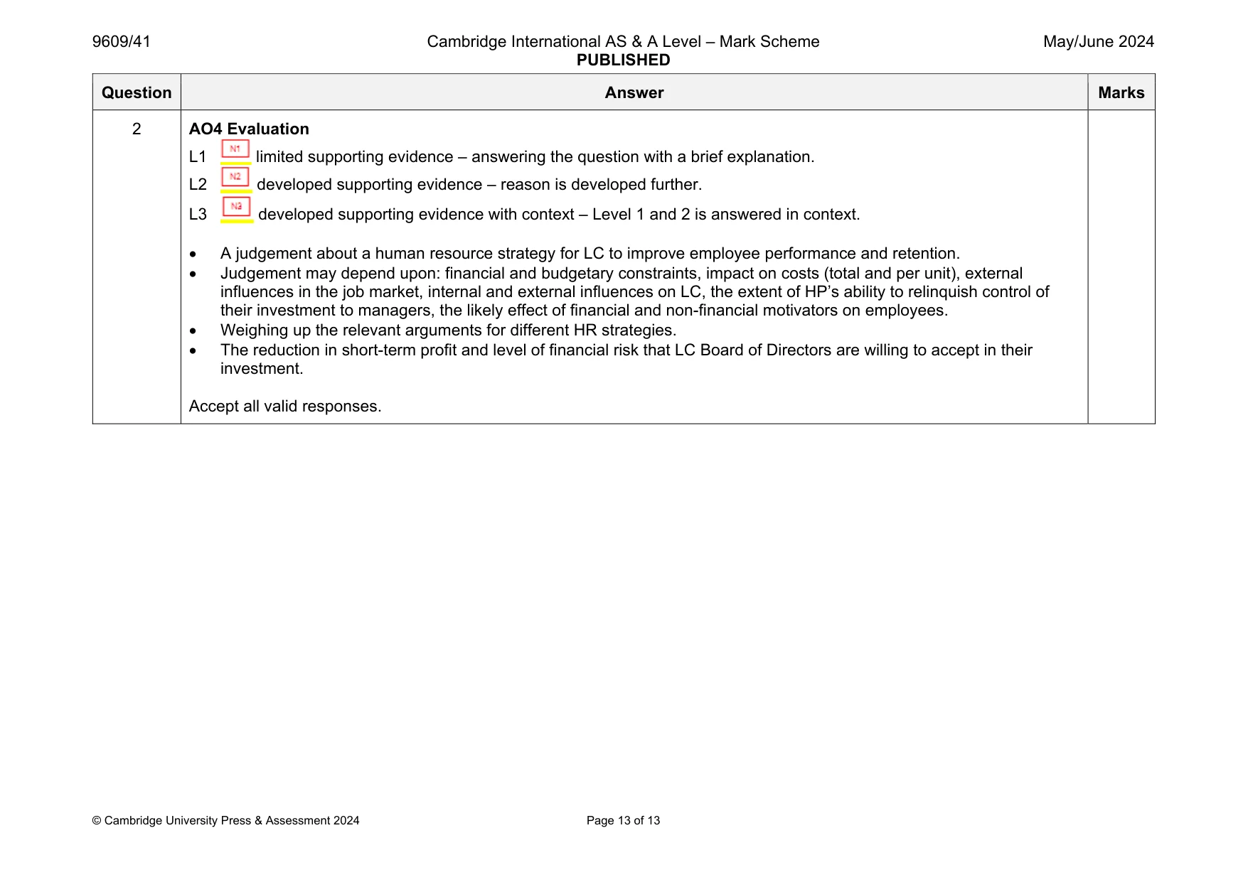 Mark scheme, page 13 of 13
