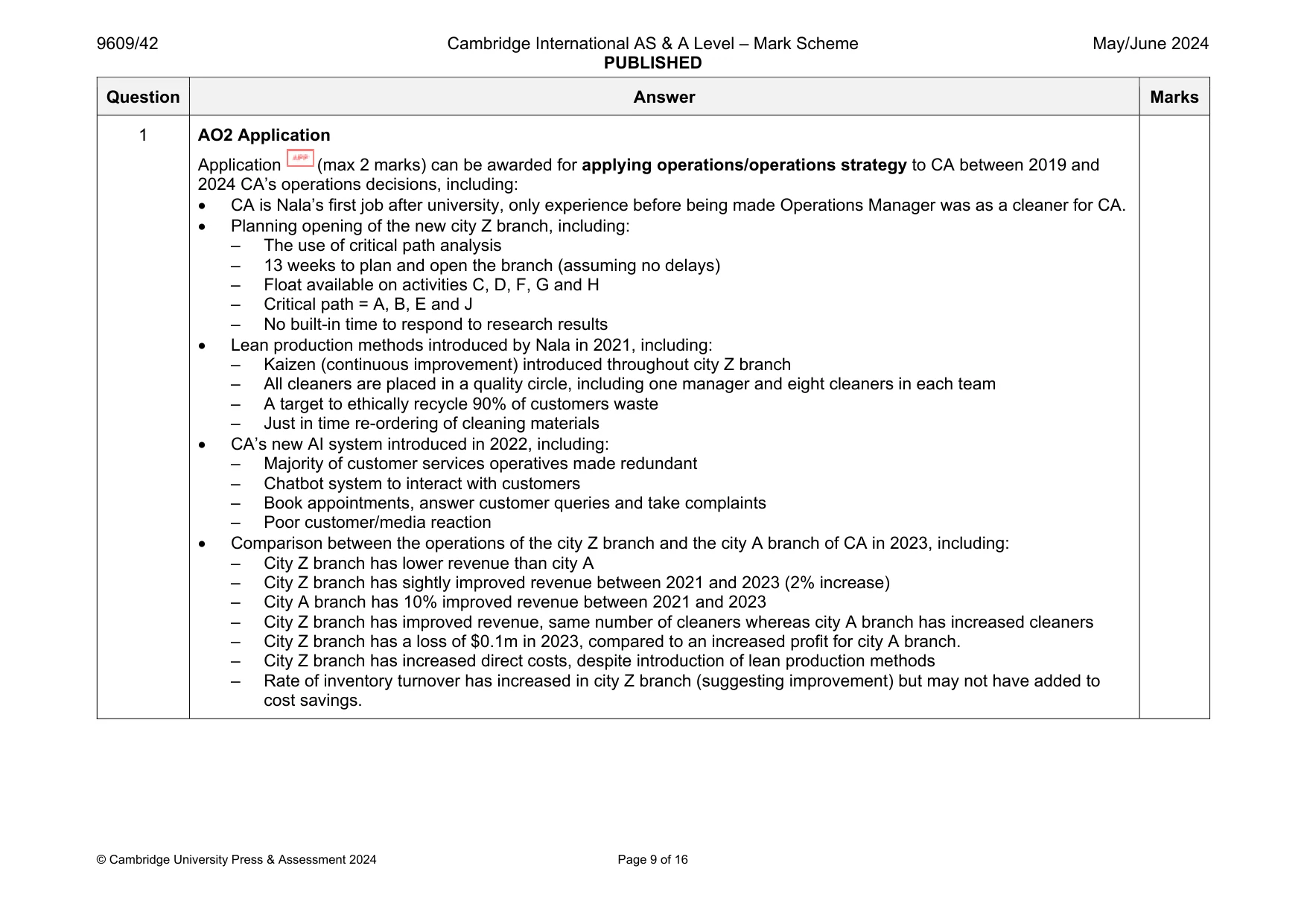 Mark scheme, page 9 of 16