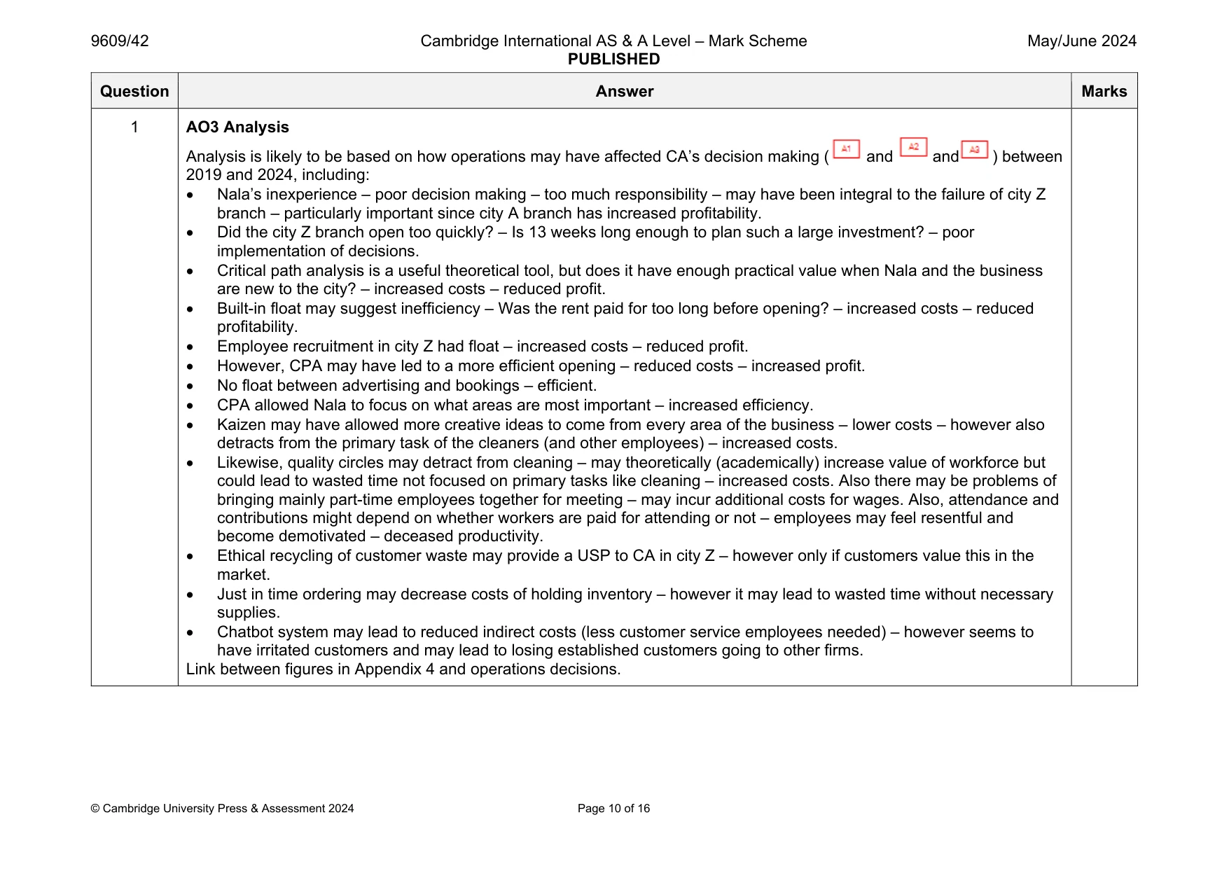 Mark scheme, page 10 of 16