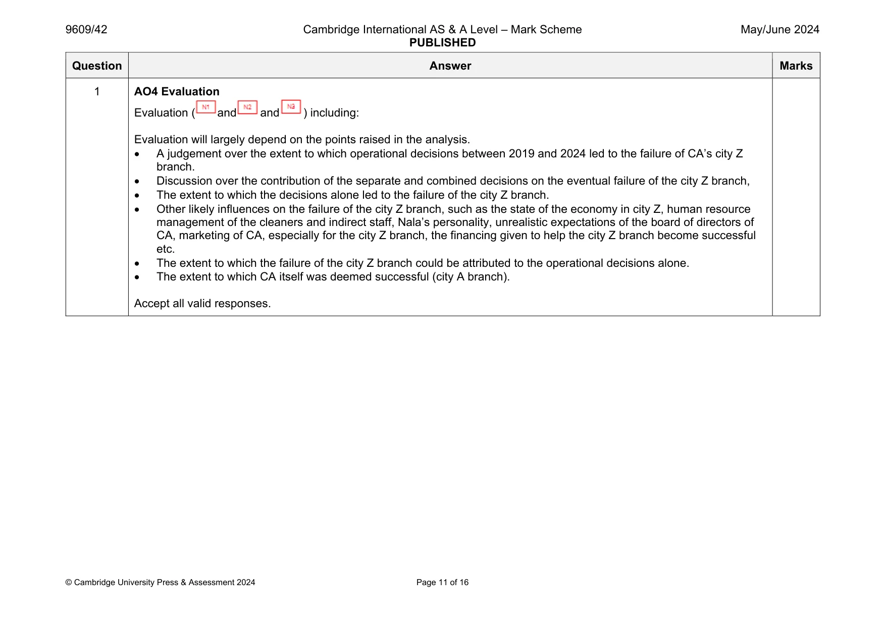 Mark scheme, page 11 of 16