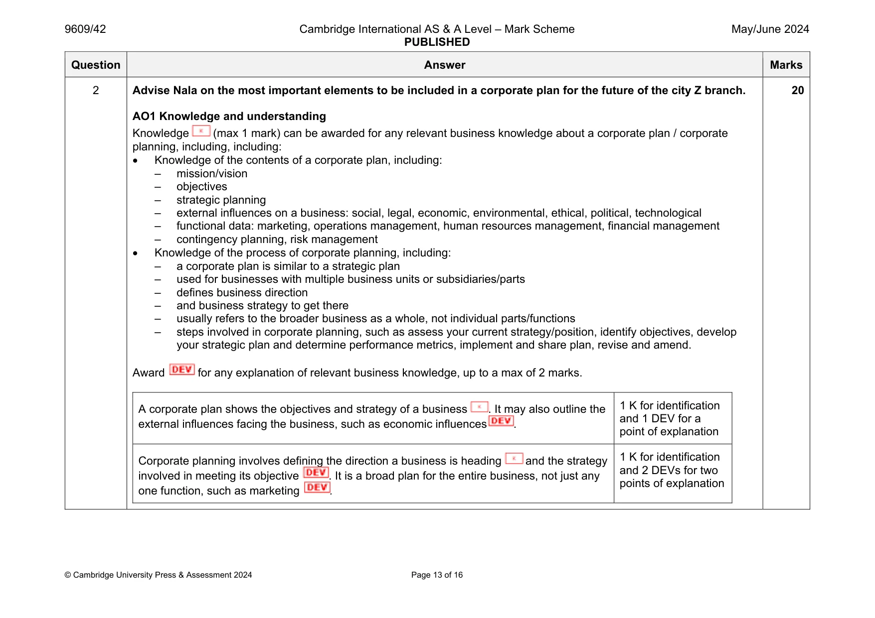 Mark scheme, page 13 of 16