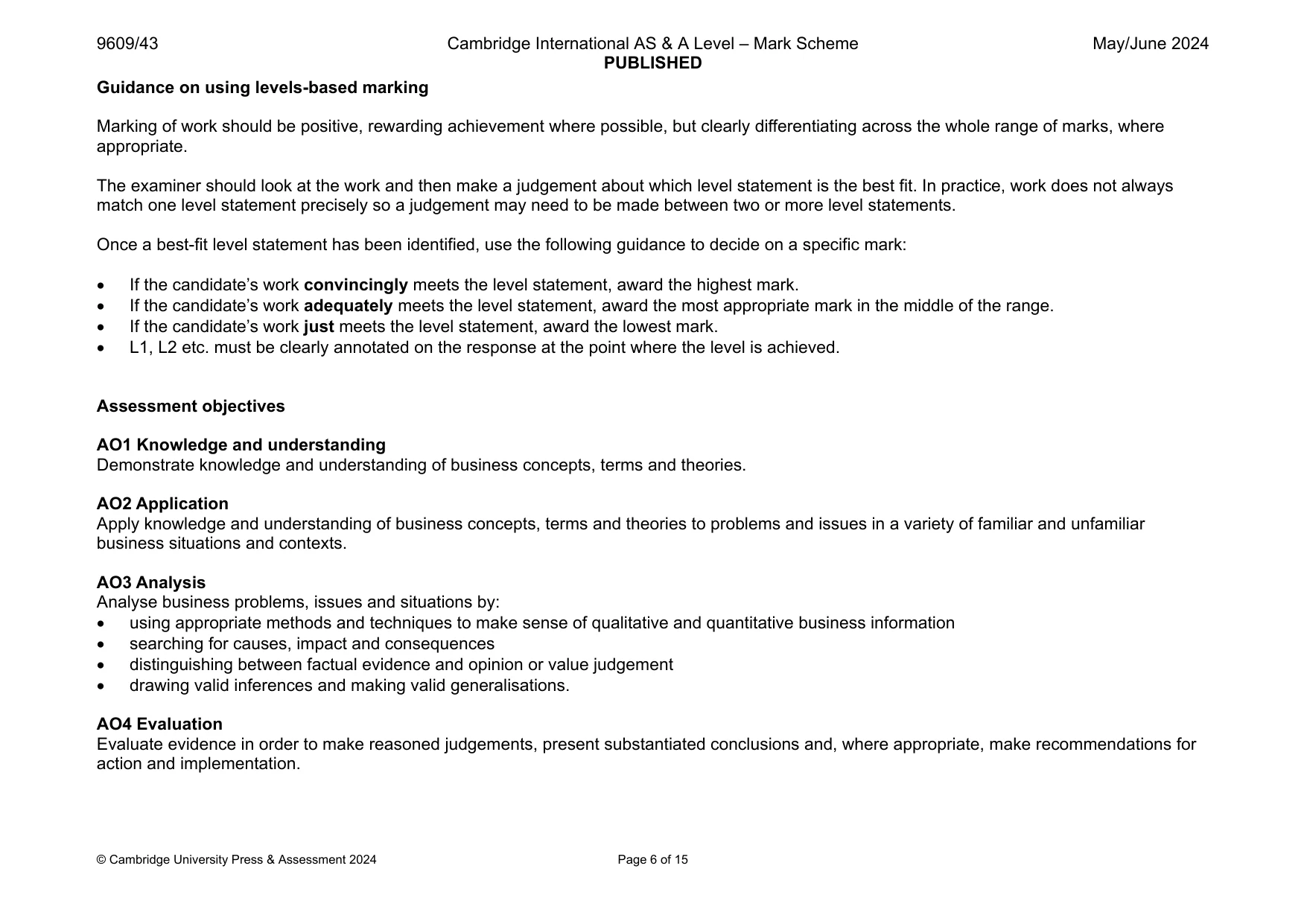 Mark scheme, page 6 of 15