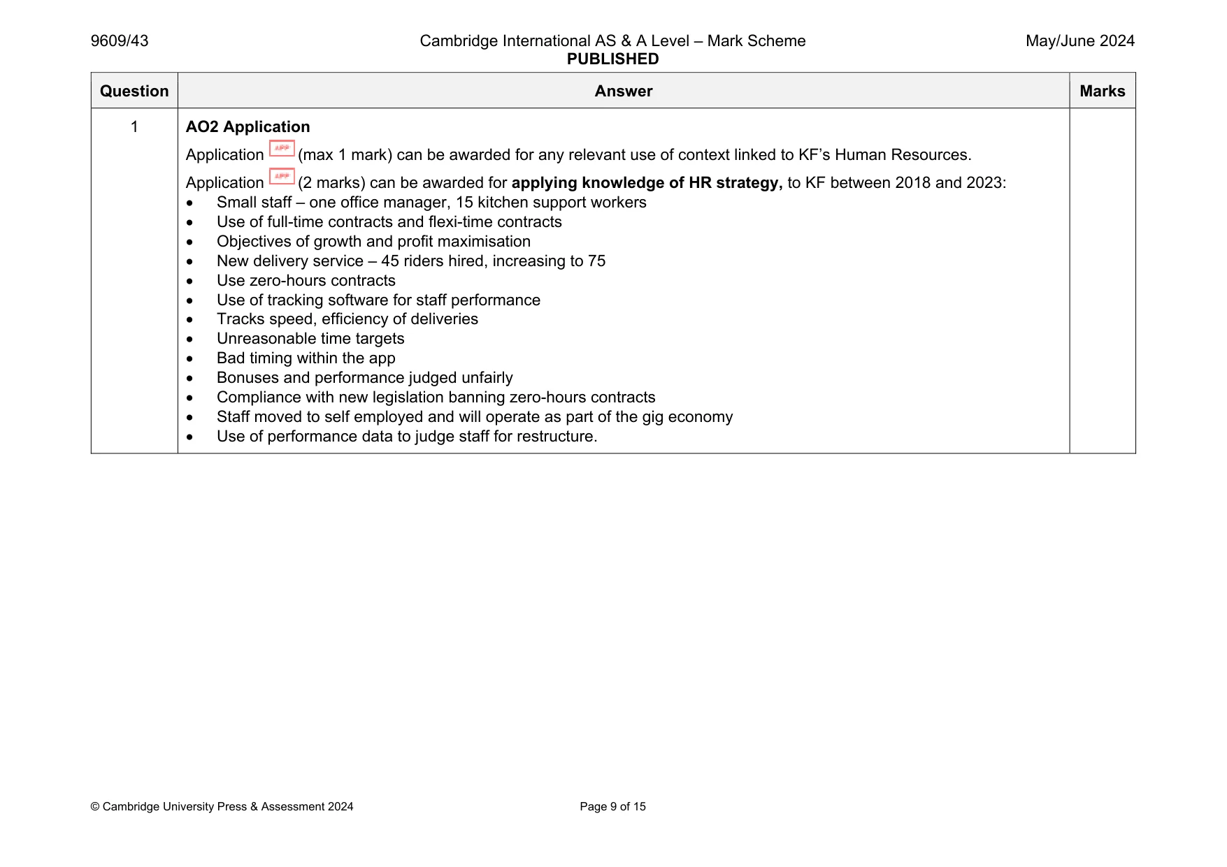 Mark scheme, page 9 of 15