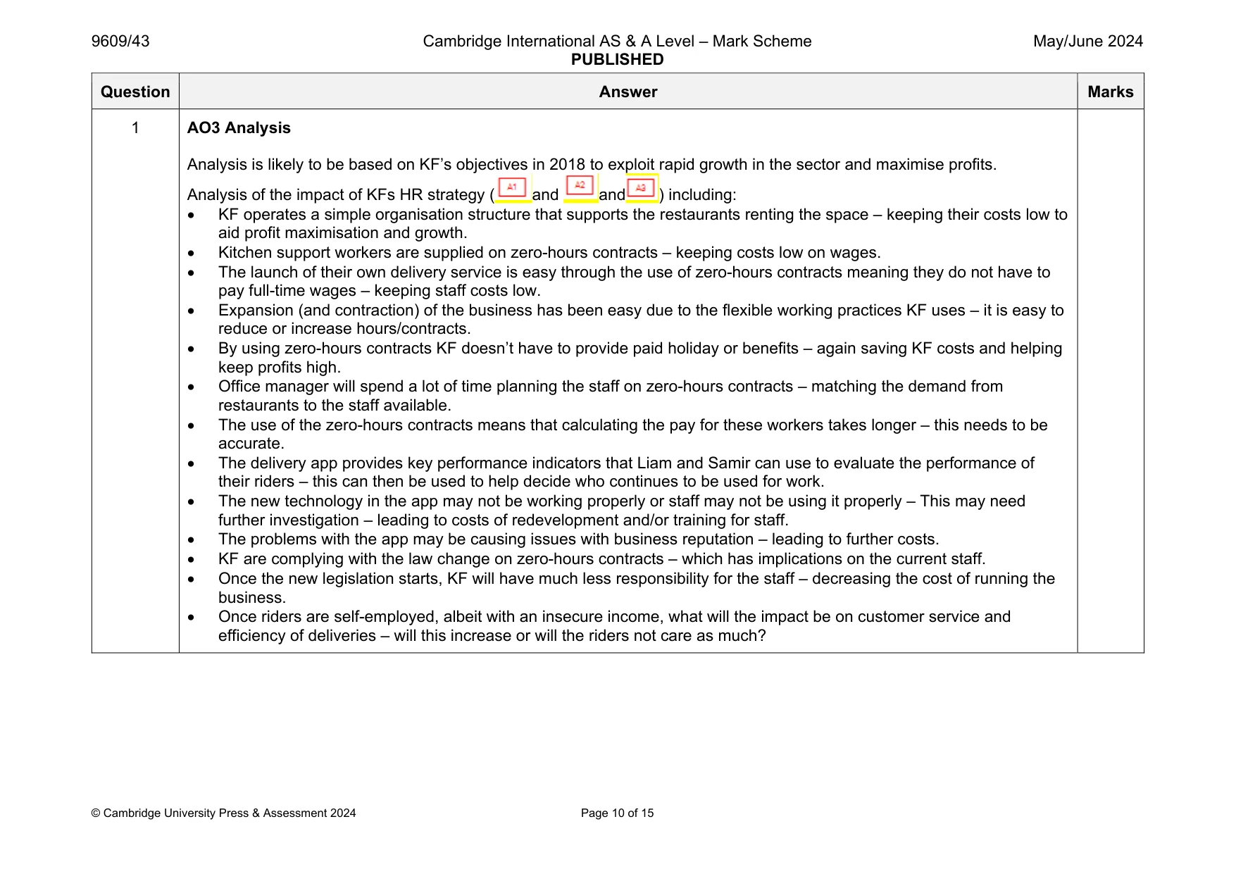Mark scheme, page 10 of 15