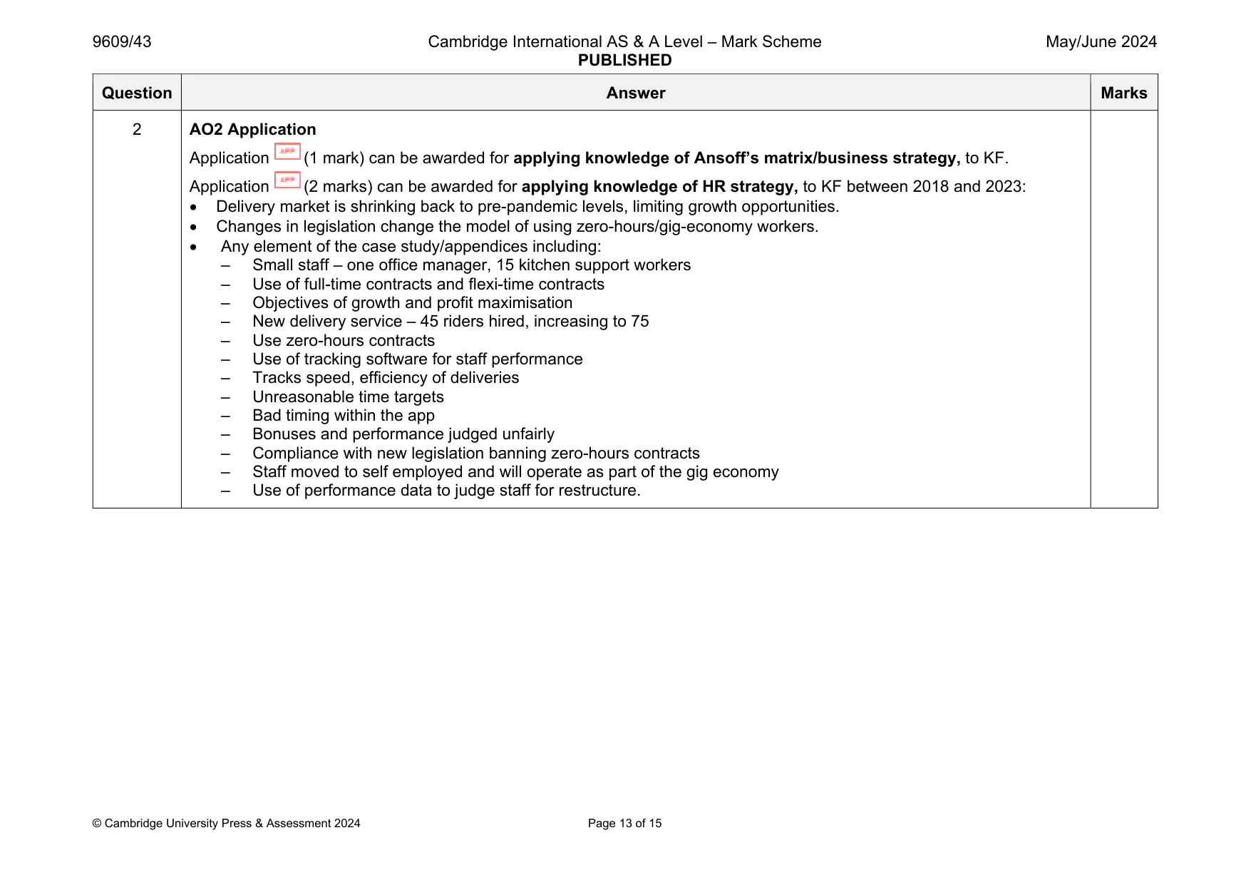 Mark scheme, page 13 of 15