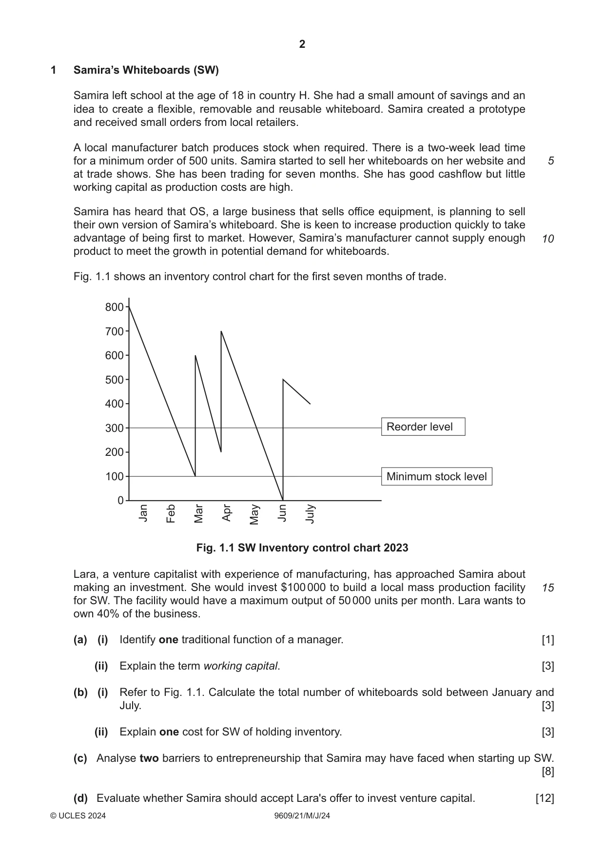 Cambridge A Level Business (for first examination in 2016) 9609 2024 May/June Paper 2 · Variant 1 question paper, page 2 of 4