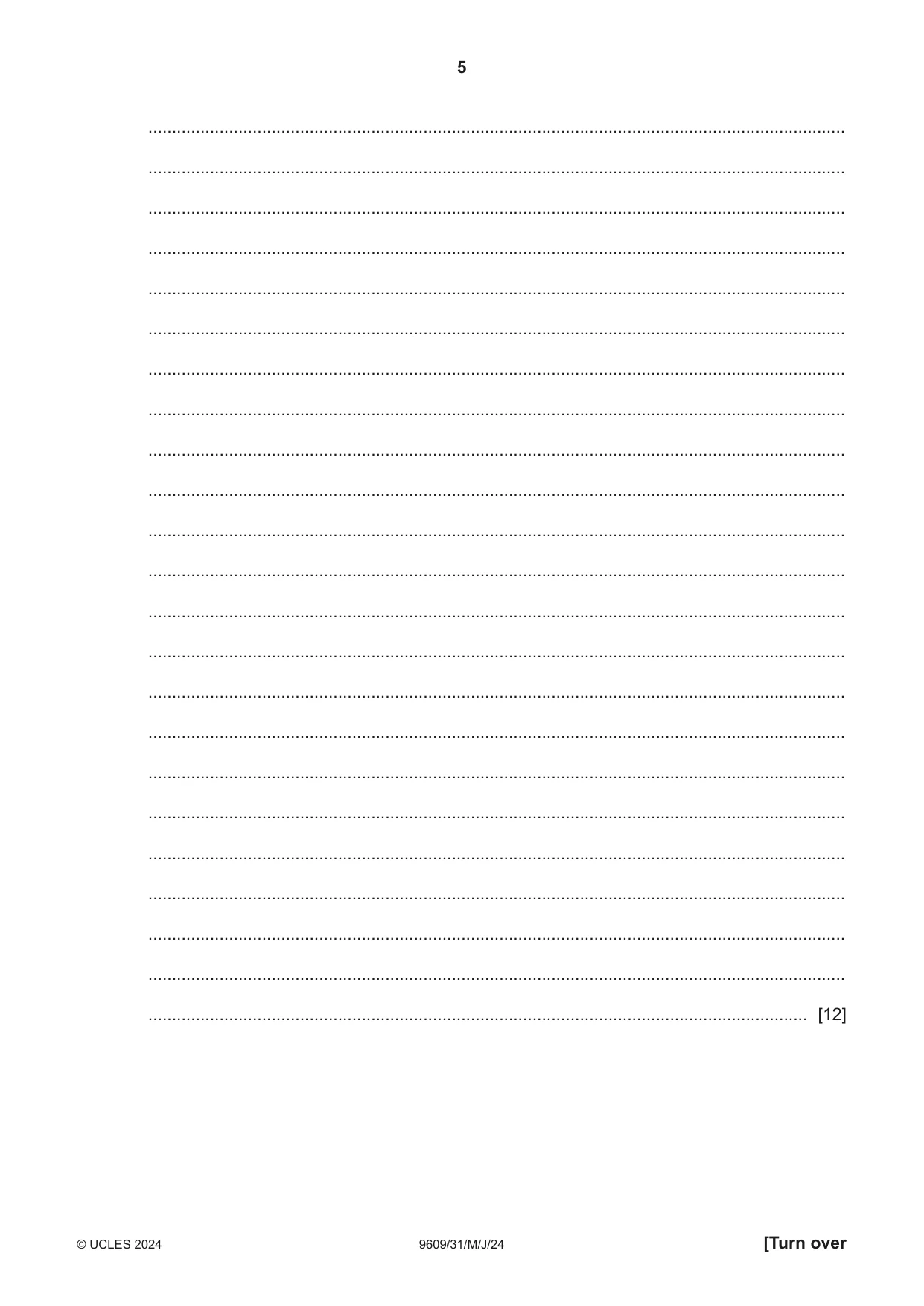 Cambridge A Level Business (for first examination in 2016) 9609 2024 May/June Paper 3 · Variant 1 question paper, page 5 of 12
