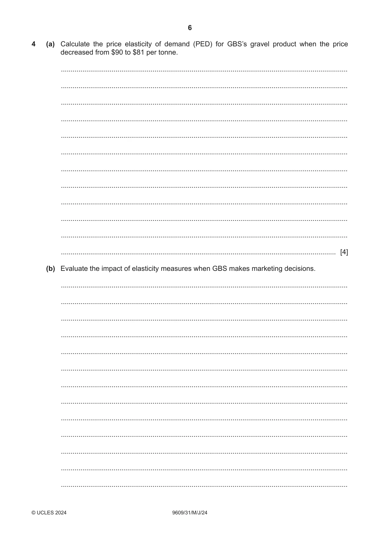 Cambridge A Level Business (for first examination in 2016) 9609 2024 May/June Paper 3 · Variant 1 question paper, page 6 of 12