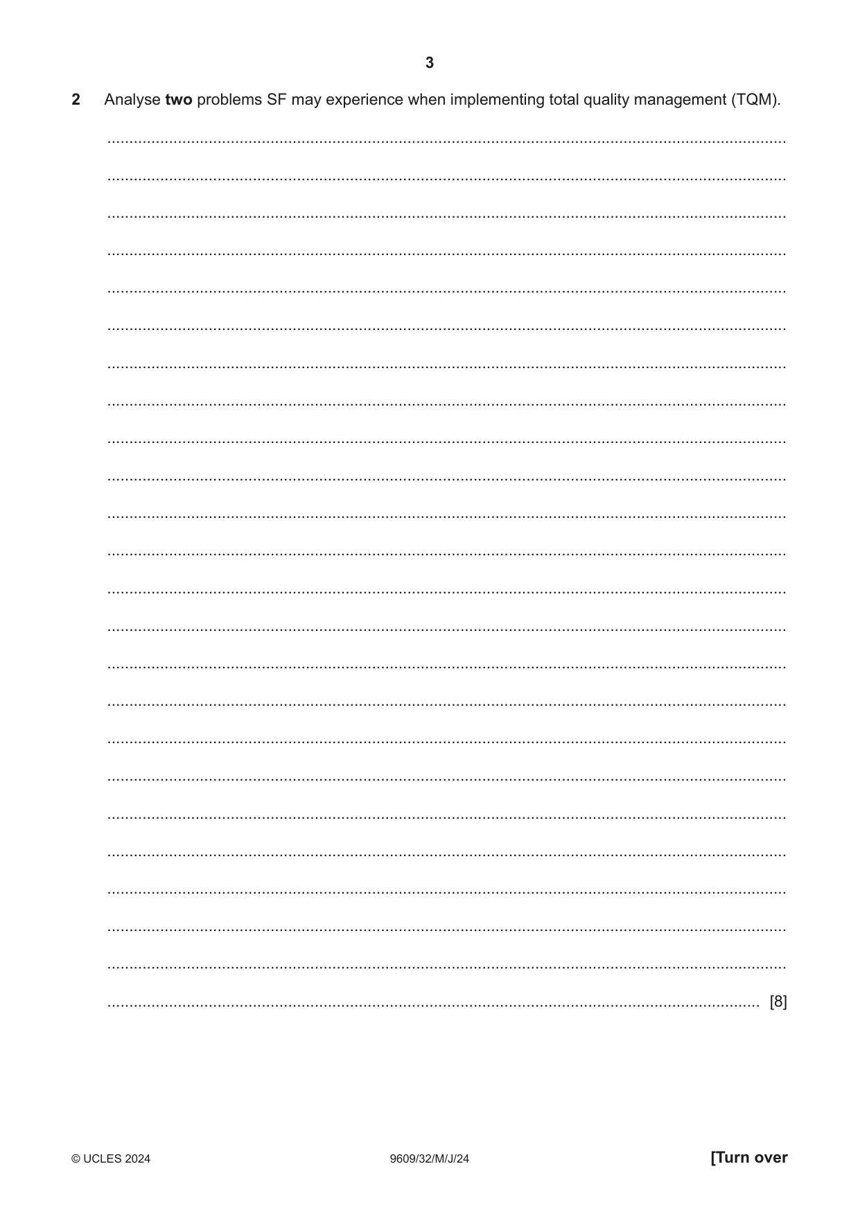 Cambridge A Level Business (for first examination in 2016) 9609 2024 May/June Paper 3 · Variant 2 question paper, page 3 of 12