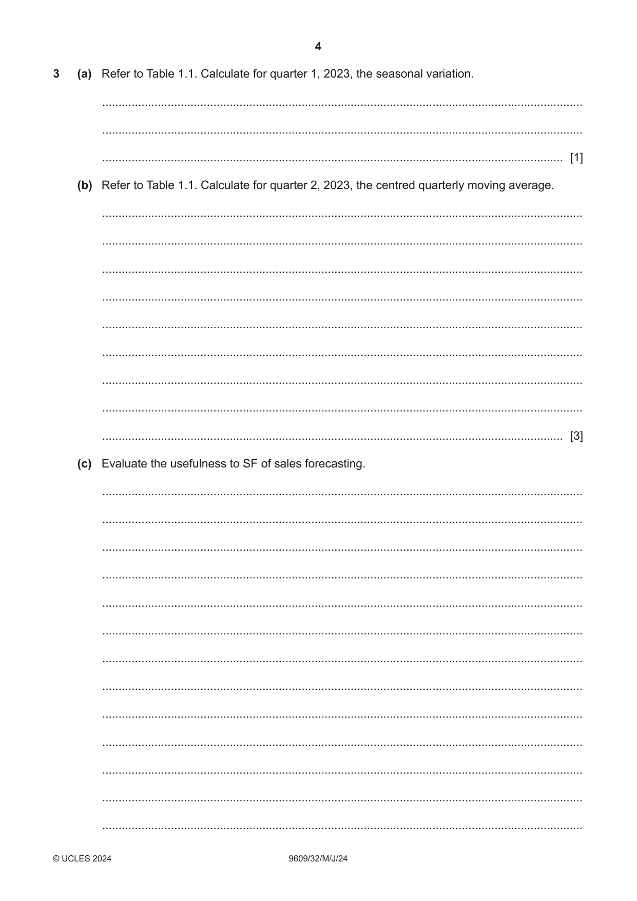 Cambridge A Level Business (for first examination in 2016) 9609 2024 May/June Paper 3 · Variant 2 question paper, page 4 of 12