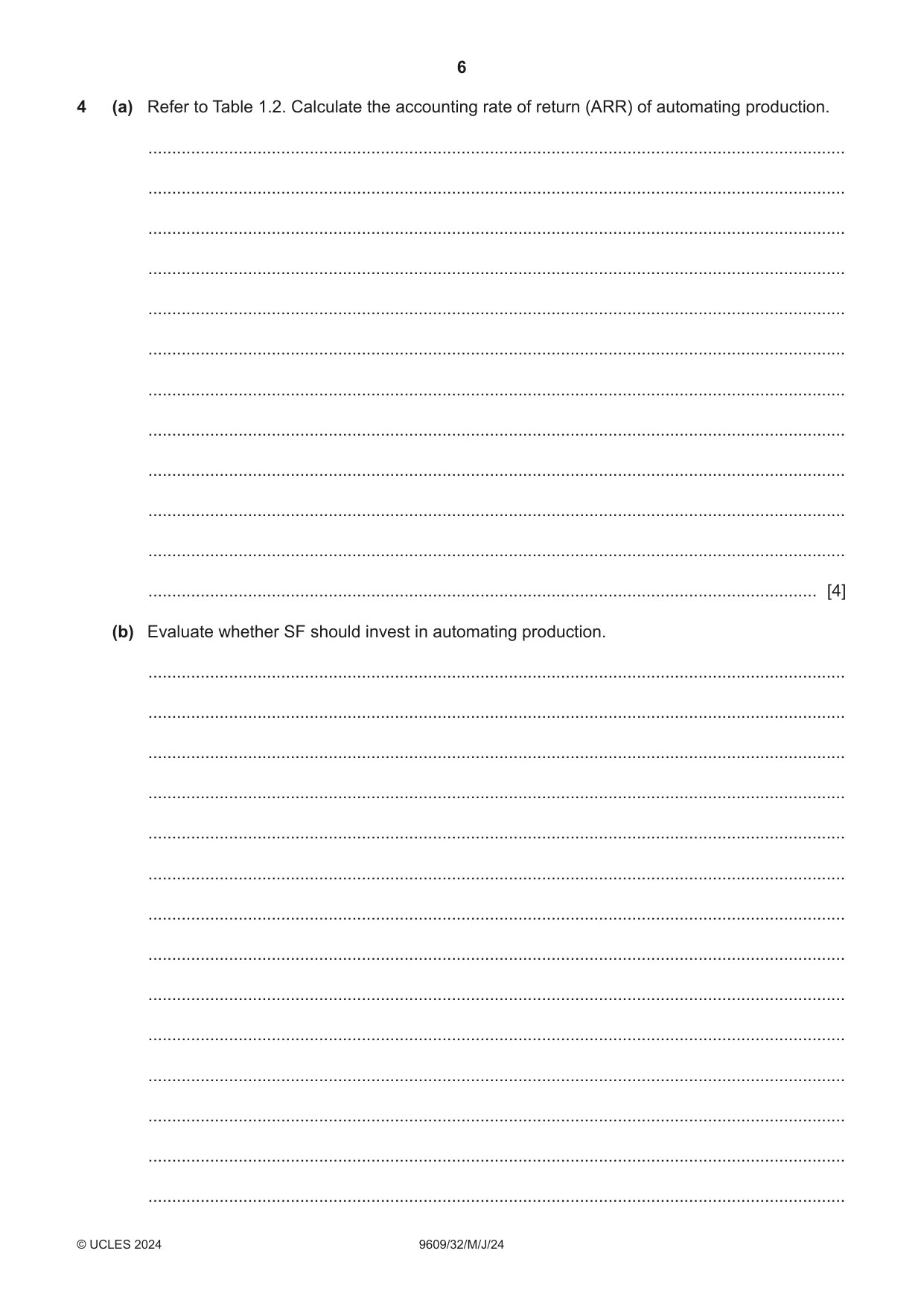 Cambridge A Level Business (for first examination in 2016) 9609 2024 May/June Paper 3 · Variant 2 question paper, page 6 of 12