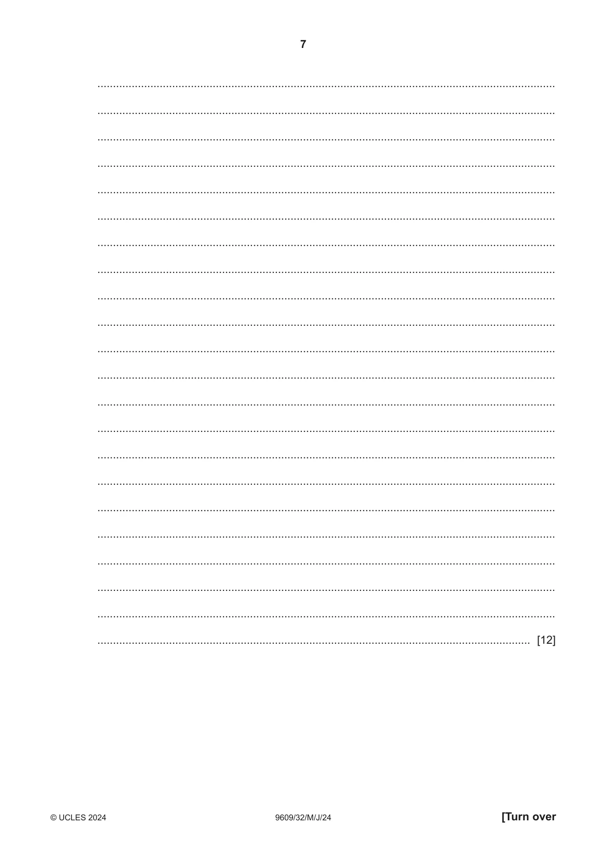 Cambridge A Level Business (for first examination in 2016) 9609 2024 May/June Paper 3 · Variant 2 question paper, page 7 of 12