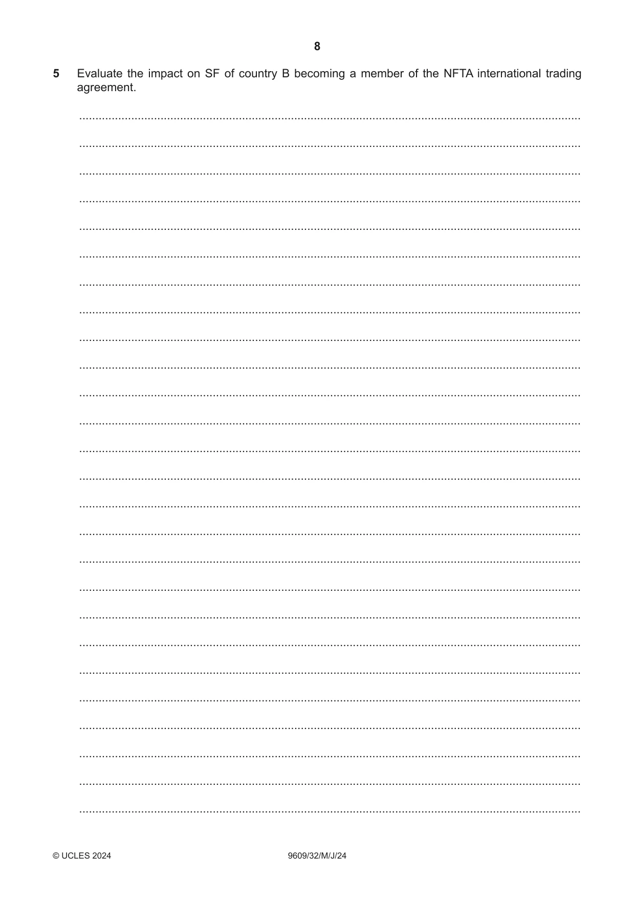 Cambridge A Level Business (for first examination in 2016) 9609 2024 May/June Paper 3 · Variant 2 question paper, page 8 of 12