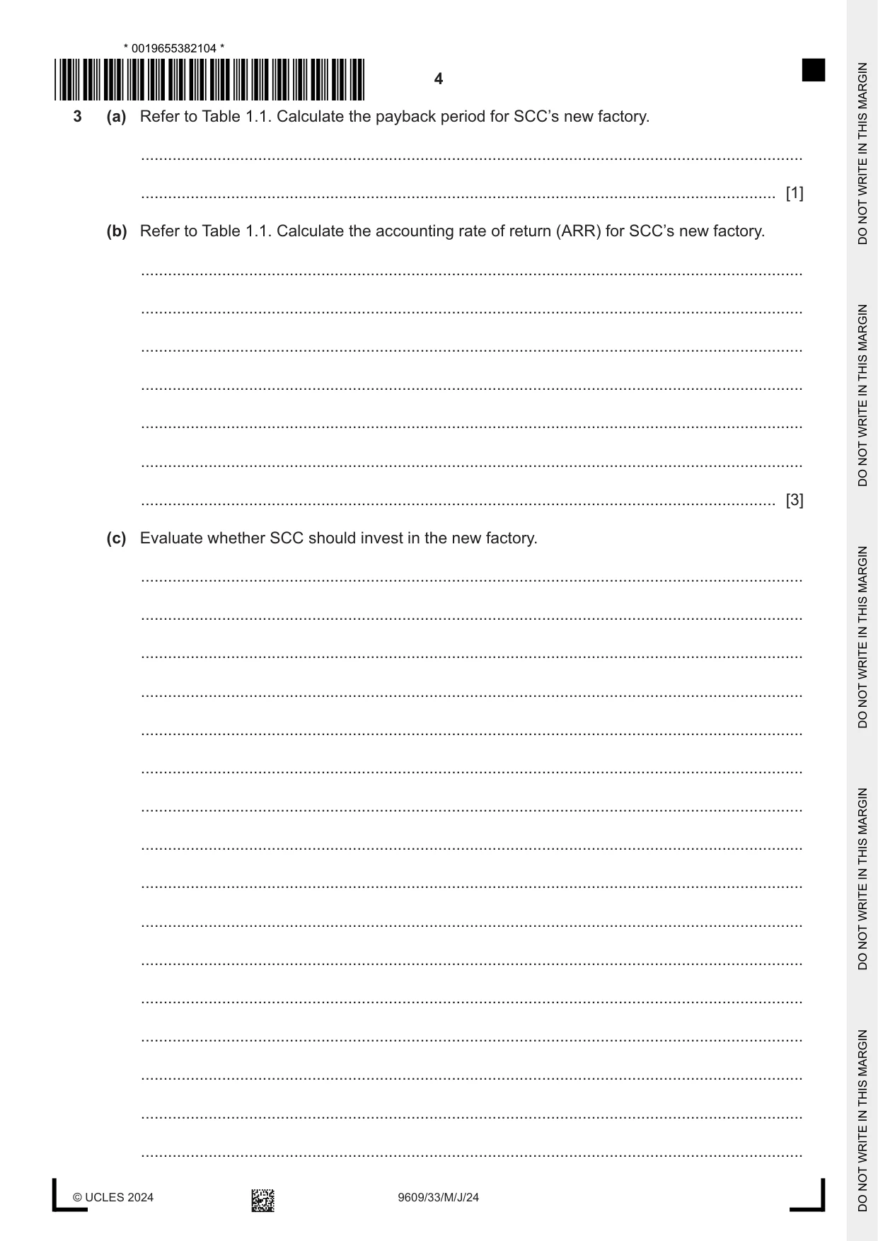 Cambridge A Level Business (for first examination in 2016) 9609 2024 May/June Paper 3 · Variant 3 question paper, page 4 of 12