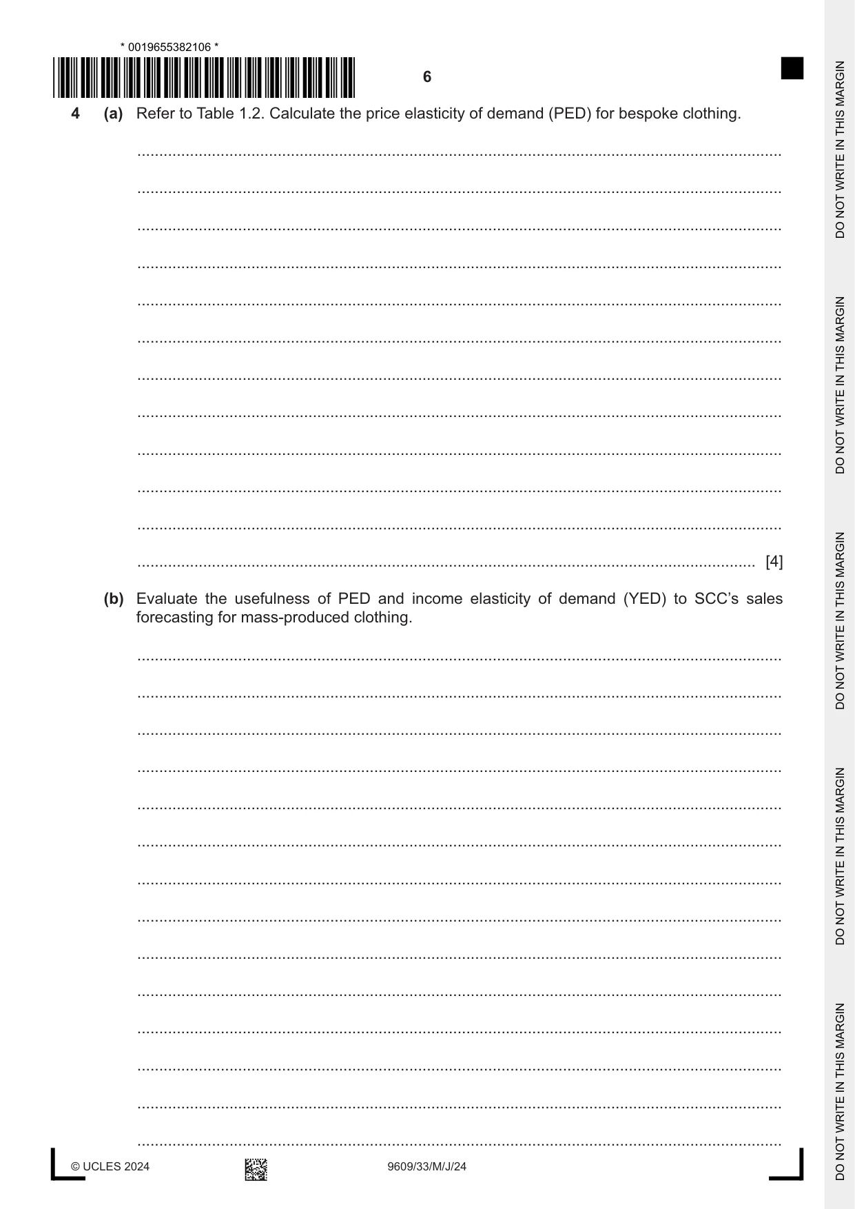 Cambridge A Level Business (for first examination in 2016) 9609 2024 May/June Paper 3 · Variant 3 question paper, page 6 of 12