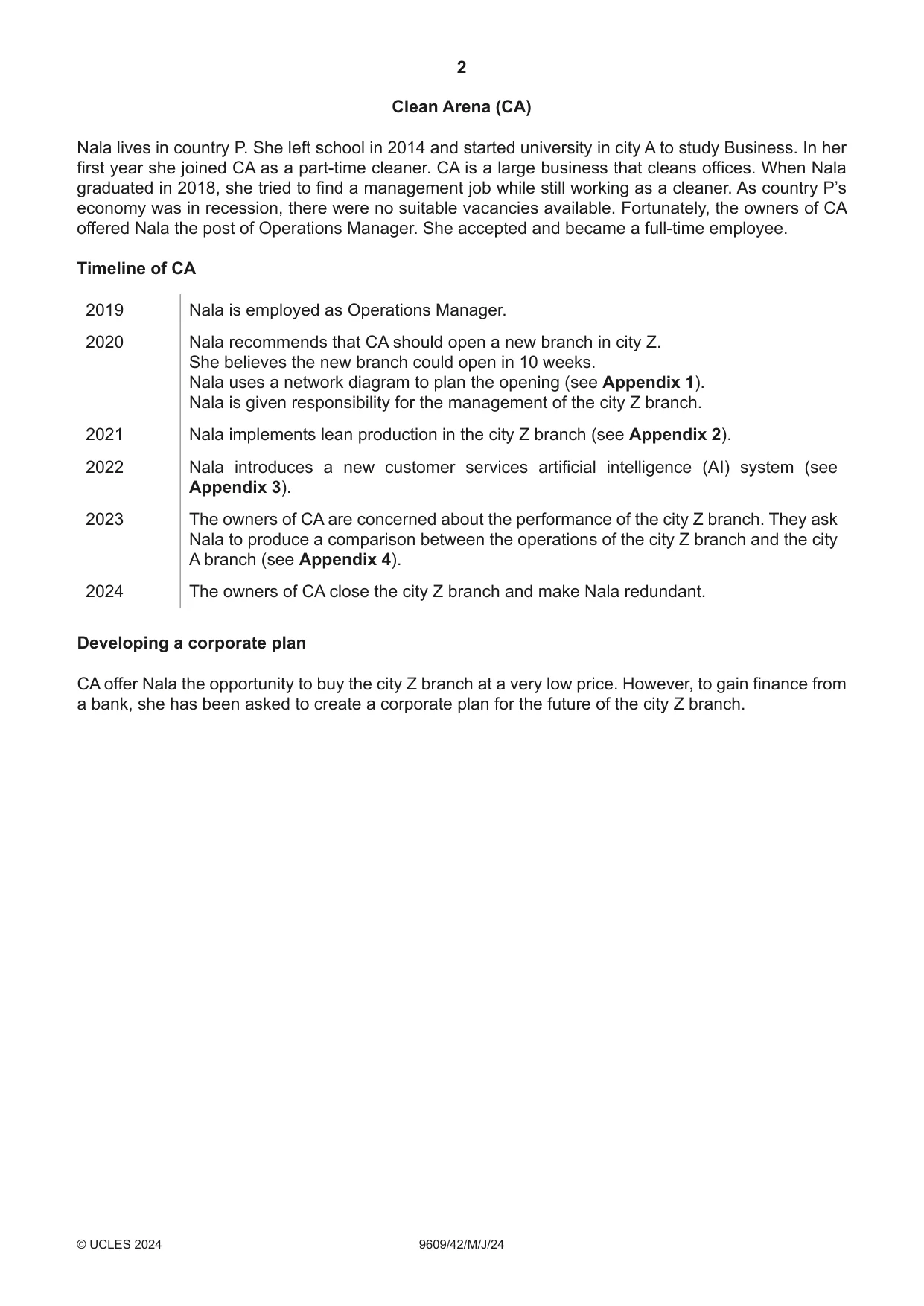 Cambridge A Level Business (for first examination in 2016) 9609 2024 May/June Paper 4 · Variant 2 question paper, page 2 of 4