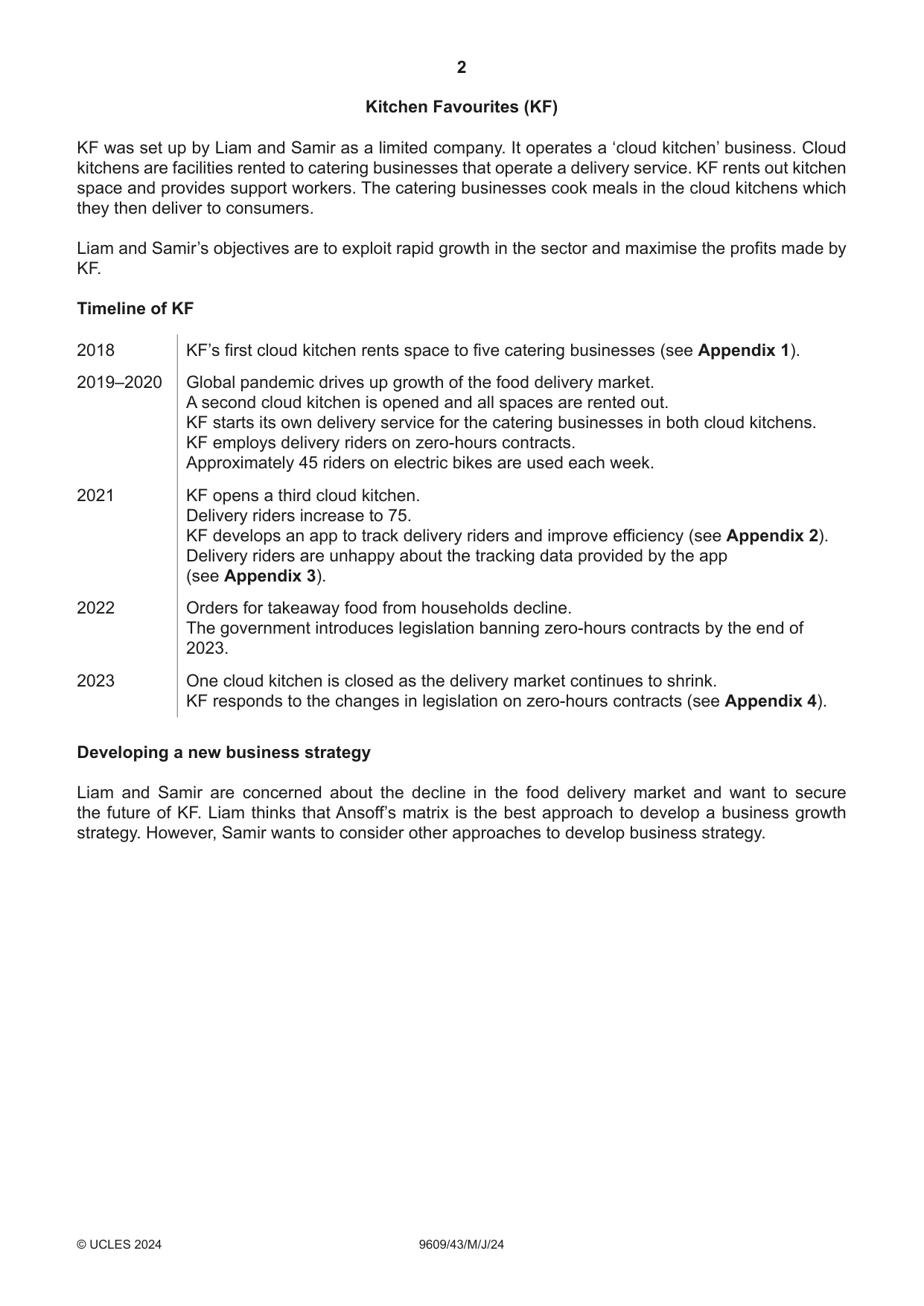 Cambridge A Level Business (for first examination in 2016) 9609 2024 May/June Paper 4 · Variant 3 question paper, page 2 of 4