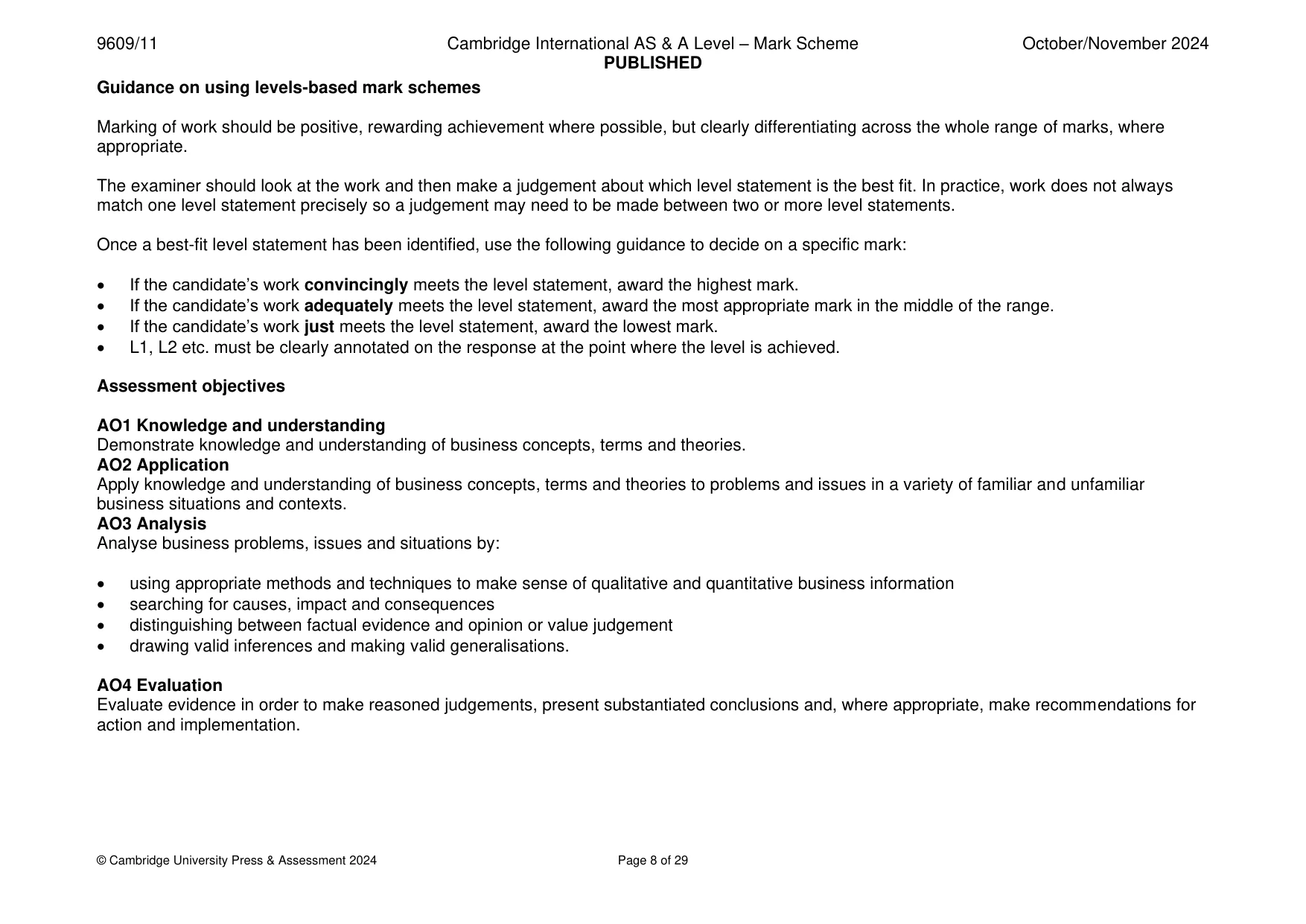 Mark scheme, page 8 of 29