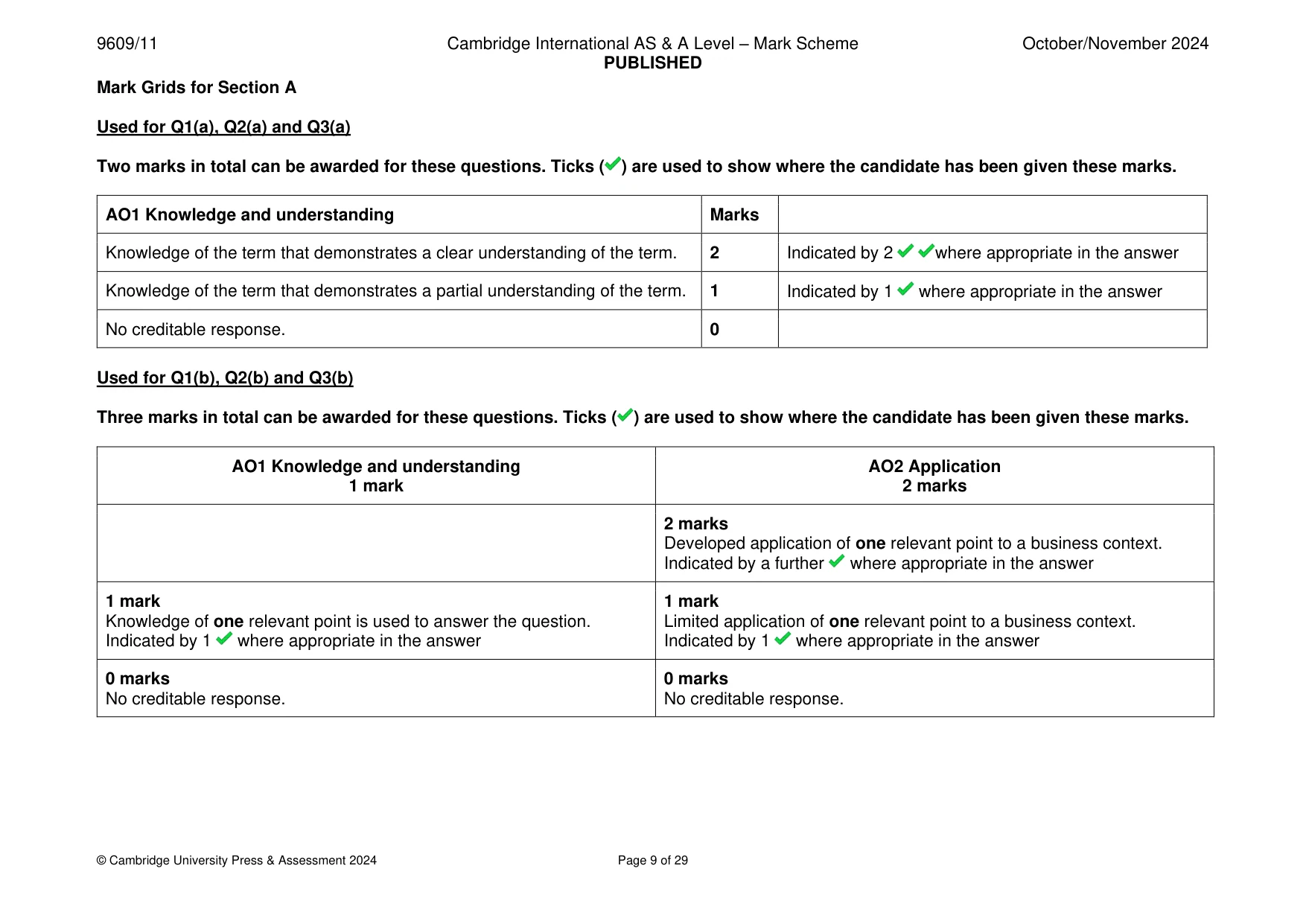 Mark scheme, page 9 of 29