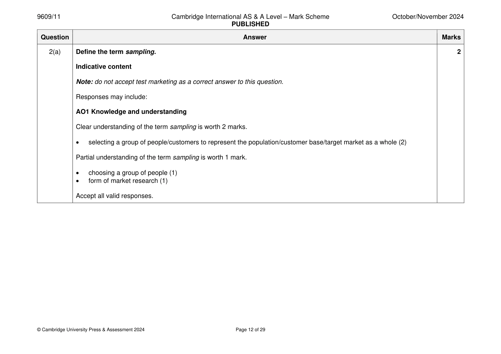Mark scheme, page 12 of 29