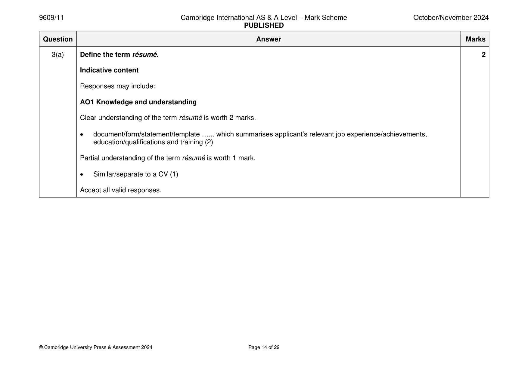 Mark scheme, page 14 of 29