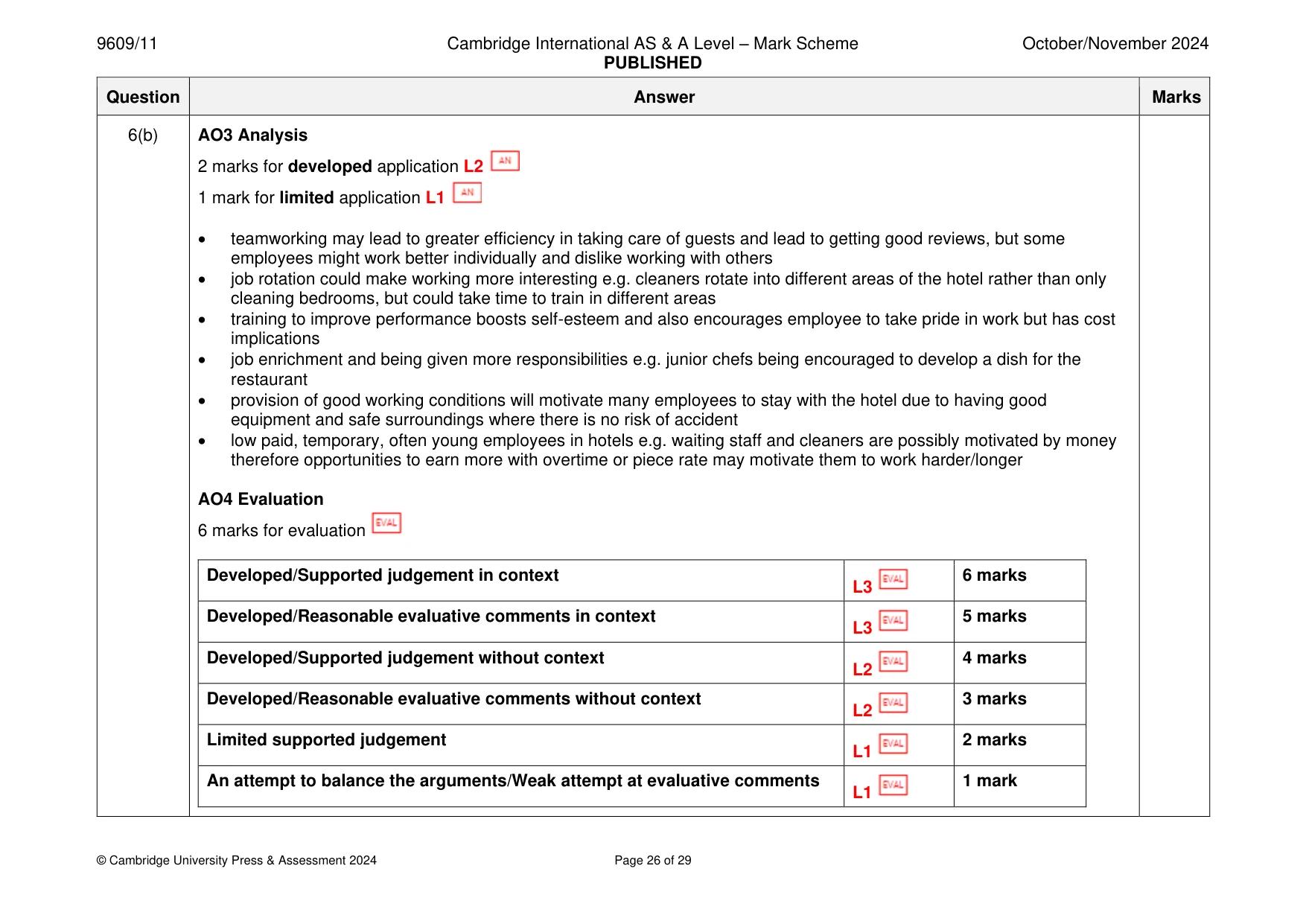 Mark scheme, page 26 of 29