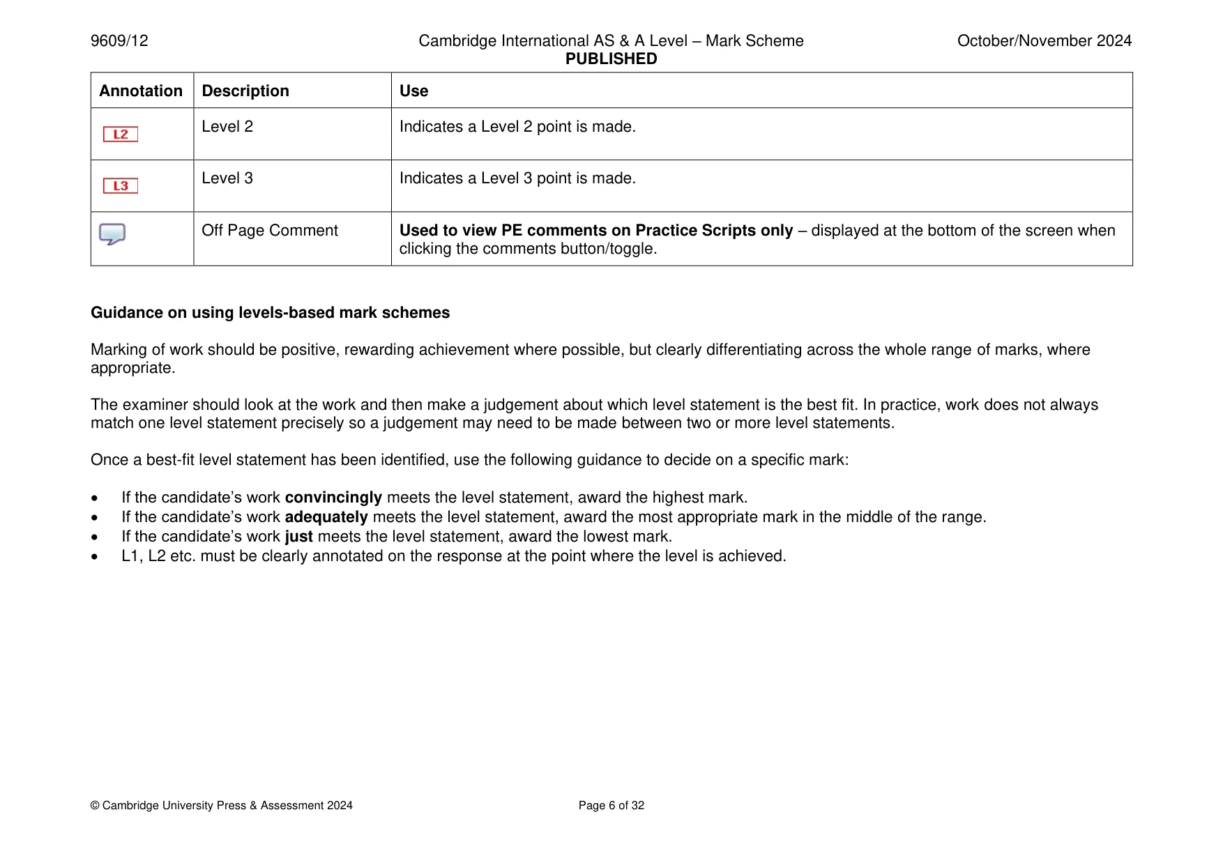 Mark scheme, page 6 of 32