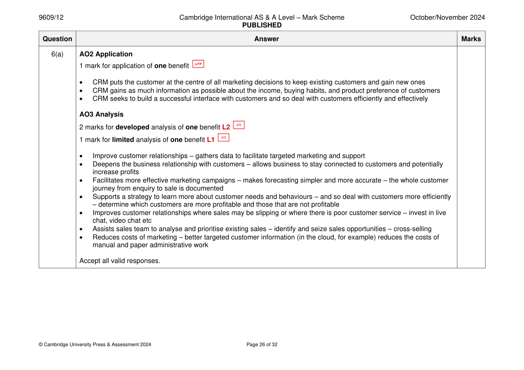 Mark scheme, page 26 of 32