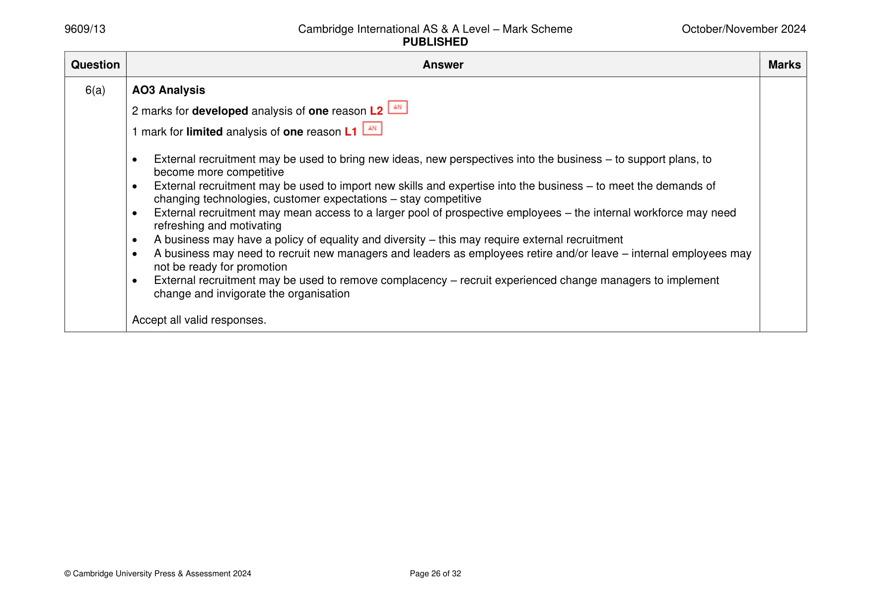Mark scheme, page 26 of 32