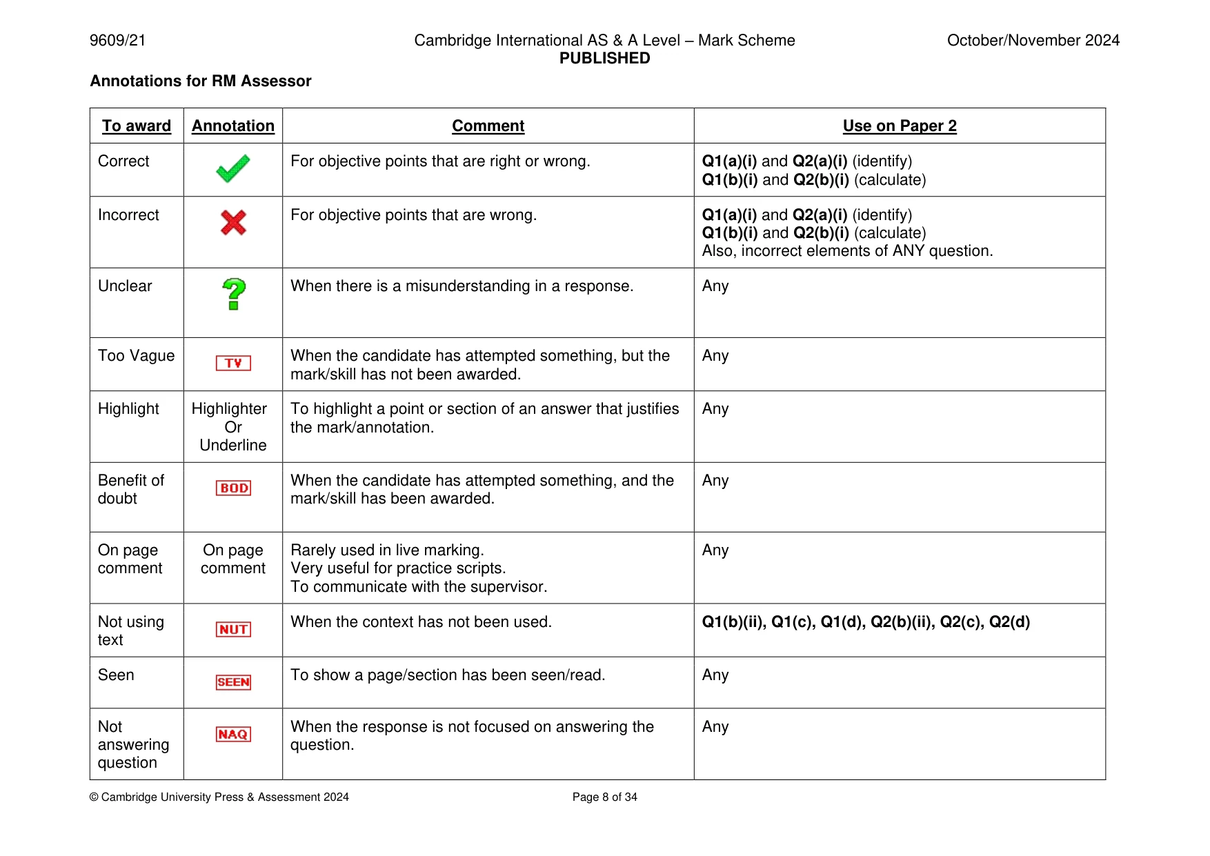Mark scheme, page 8 of 34